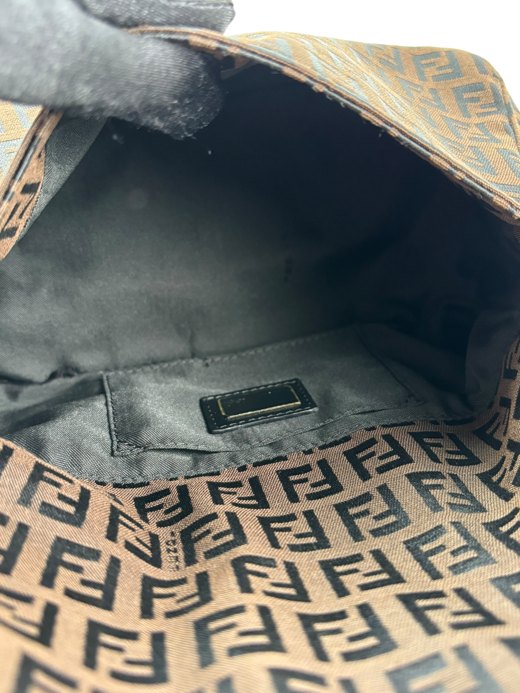 FENDI - Brown Zucca Canvas Leather Shoulder Bag