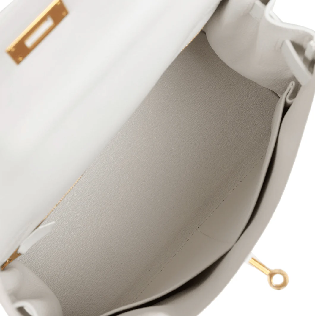 Hermes Kelly Retourne 28 White Evercolor Gold Hardware