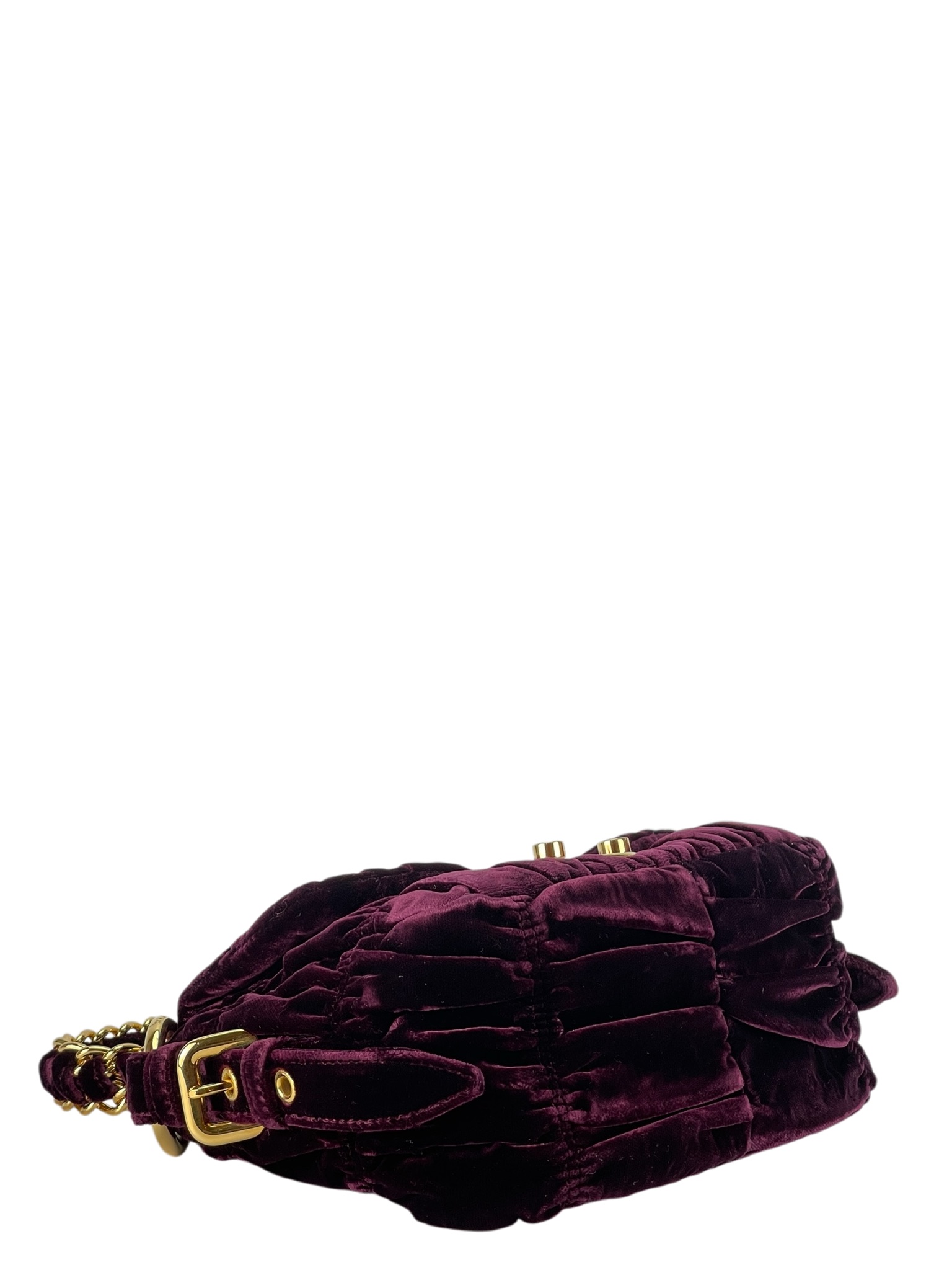 PRADA - Burgundy Velvet Chain Flap Bag