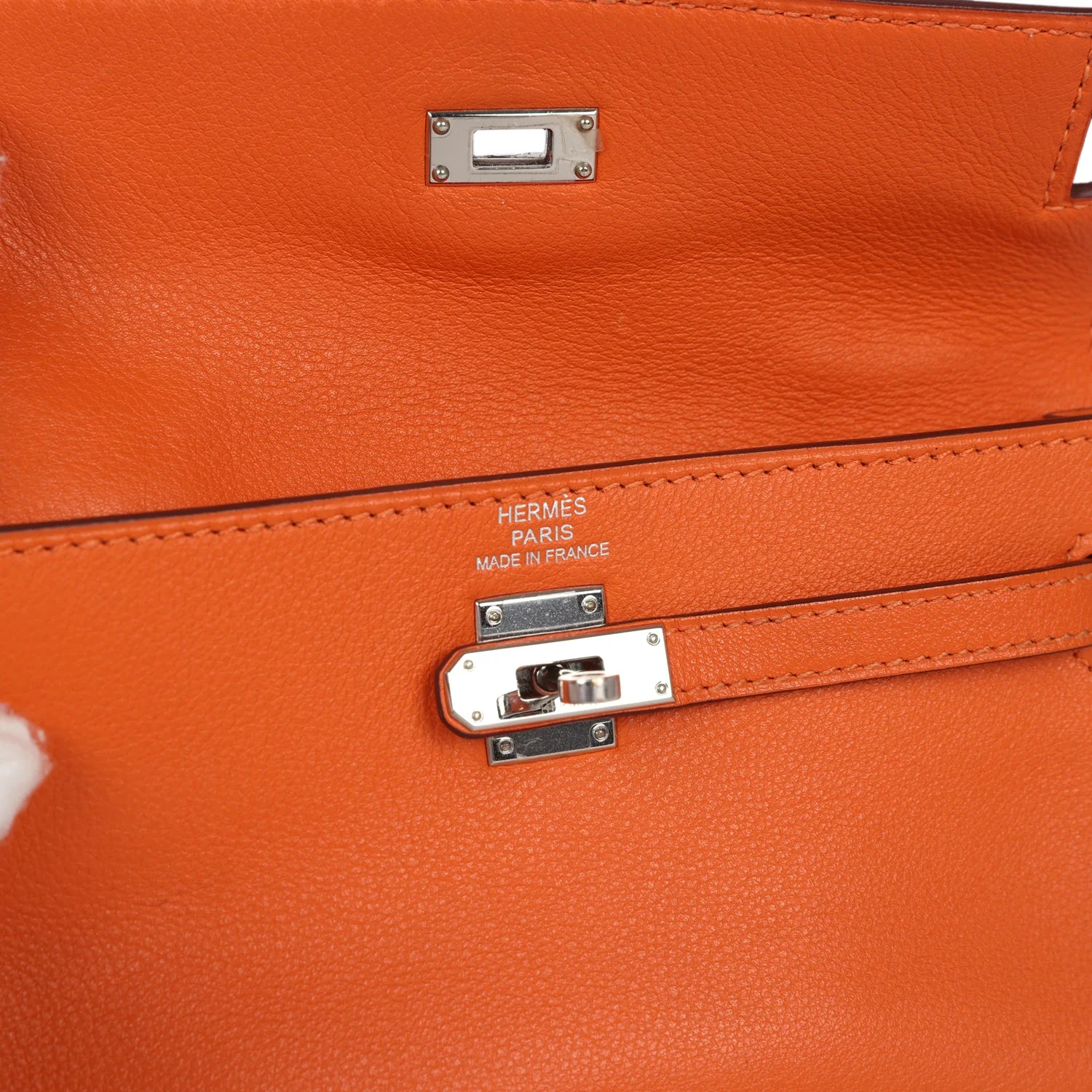 Pre-owned Hermes Micro Kelly 15 Orange Swift Palladium Hardware