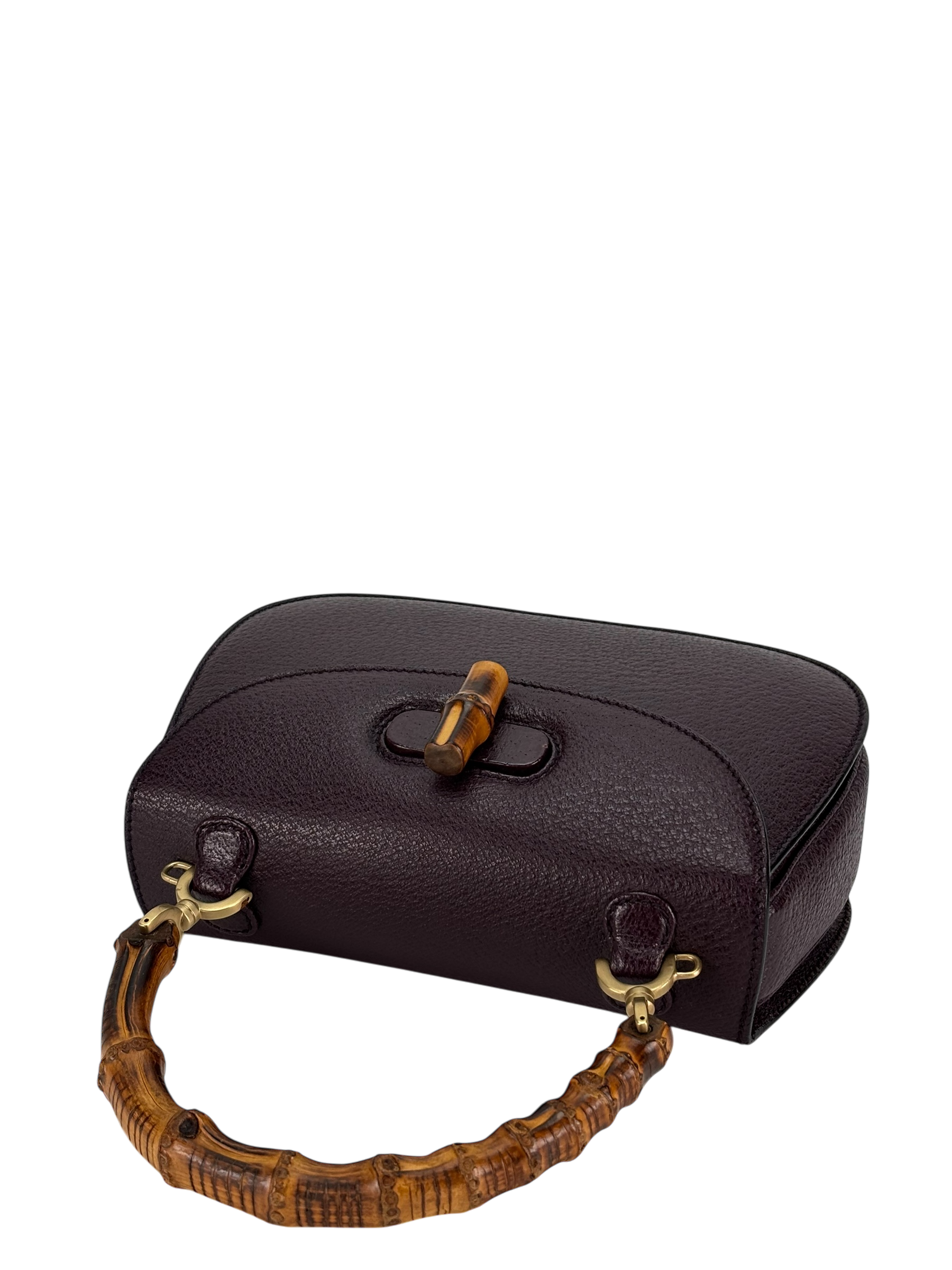 GUCCI - Purple Calfskin Bamboo Hand Bag