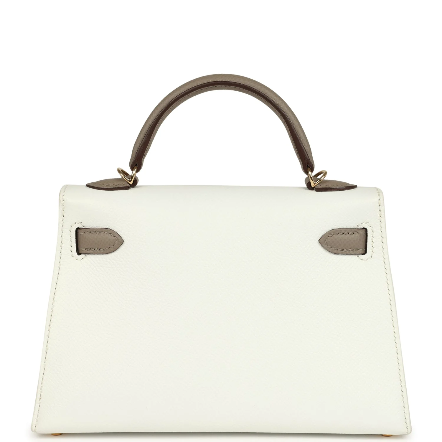 Hermes Special Order (HSS) Kelly Sellier 20 White and Gris Asphalte Epsom Permabrass Hardware