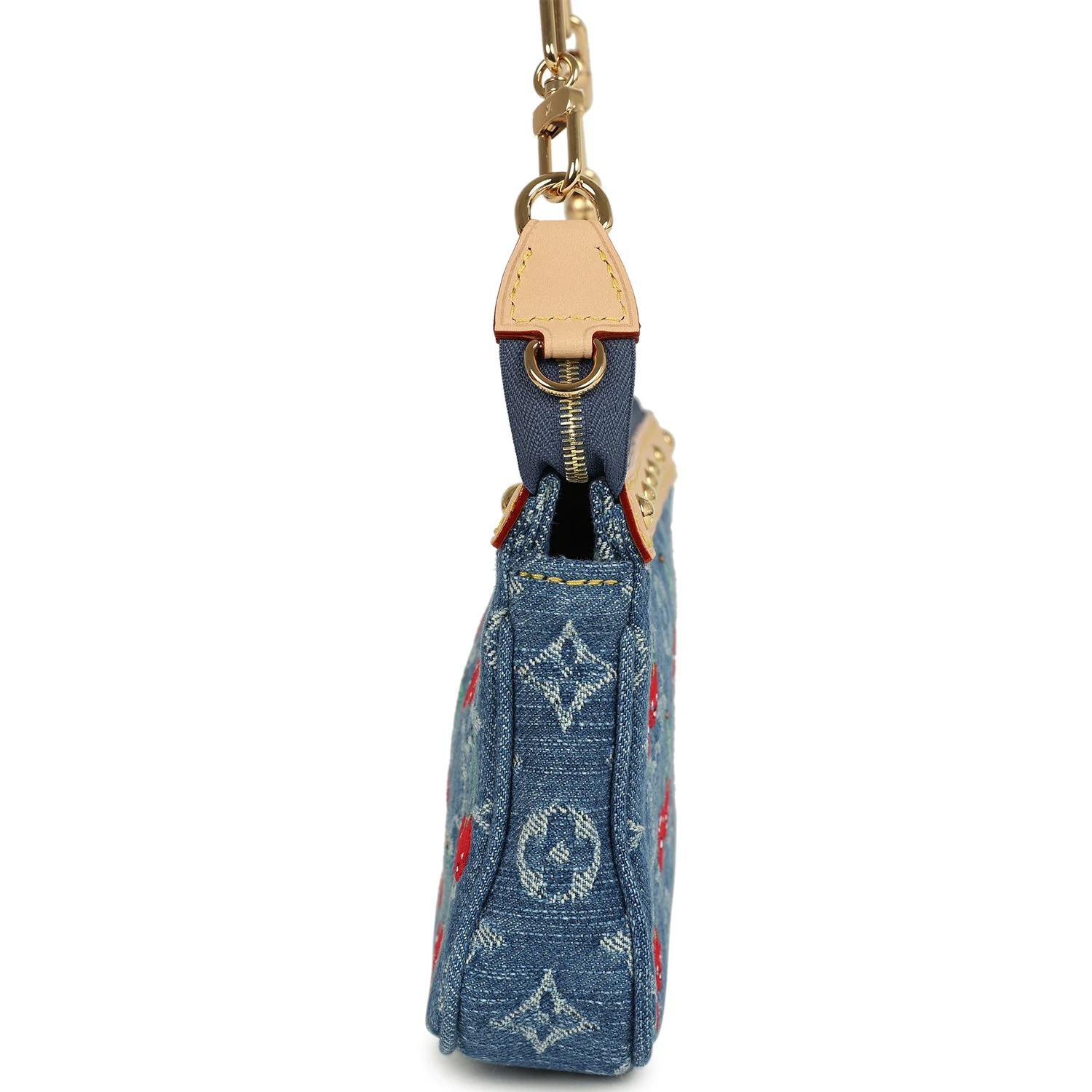 Louis Vuitton X Takashi Murakami Cherry Pochette Accessories Denim Monogram Gold Hardware