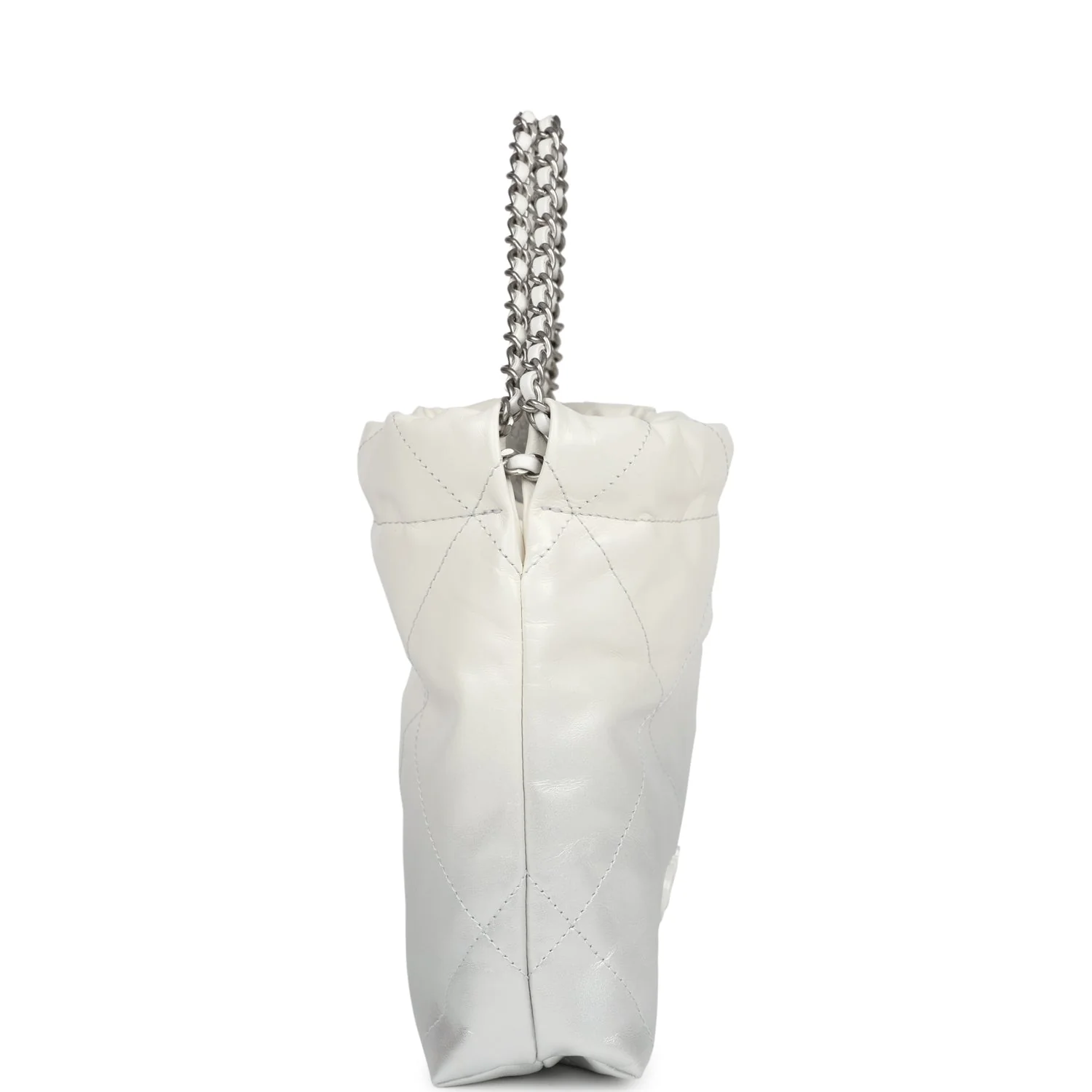 Chanel Mini 22 Bag White and Silver Ombre Metallic Calfskin Silver Hardware