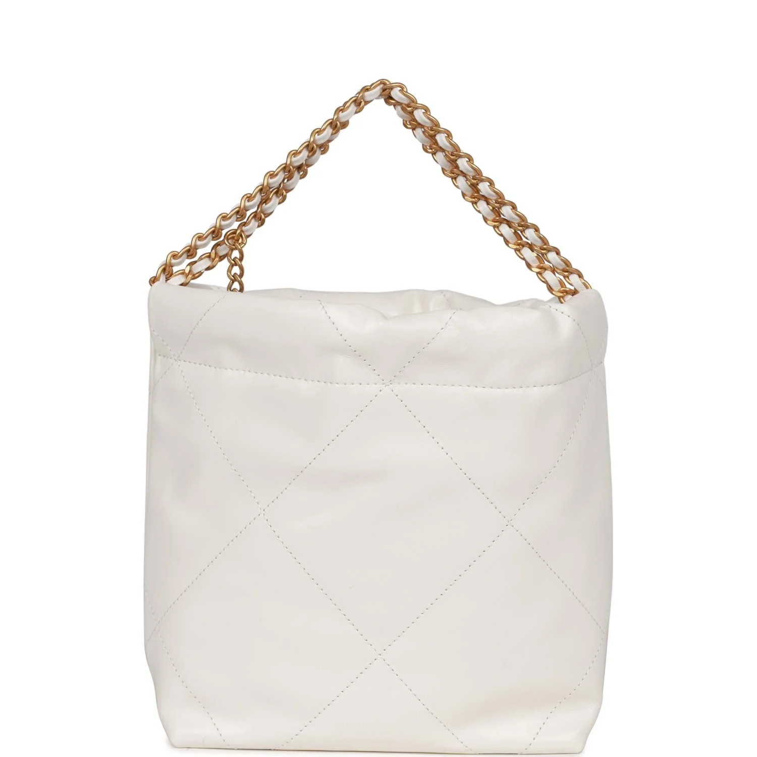 Chanel Mini 22 Bag White Calfskin Antique Gold Hardware