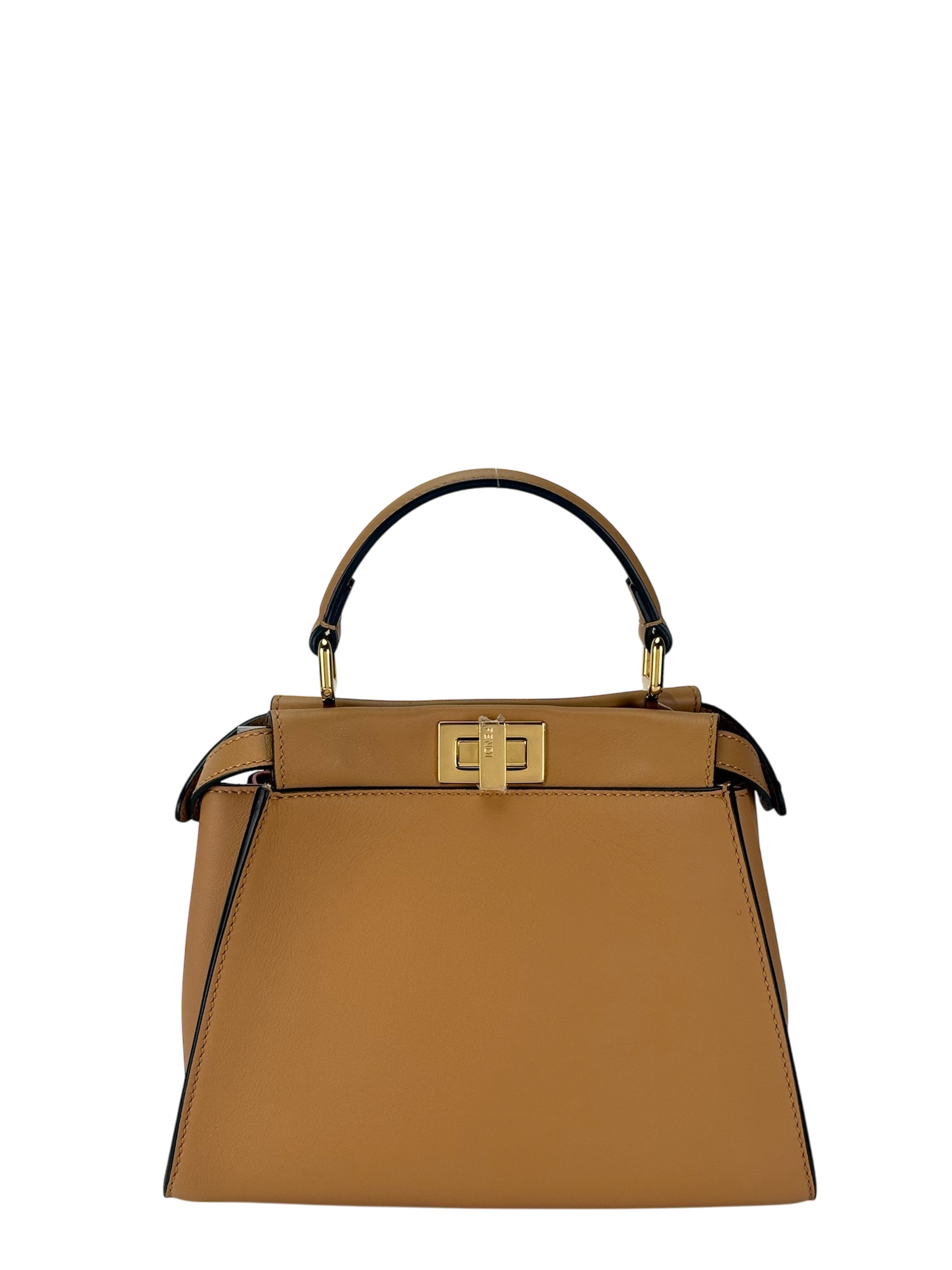 FENDI - Peekaboo Soft Small Brown Calfskin Leather bag Gold Hardware