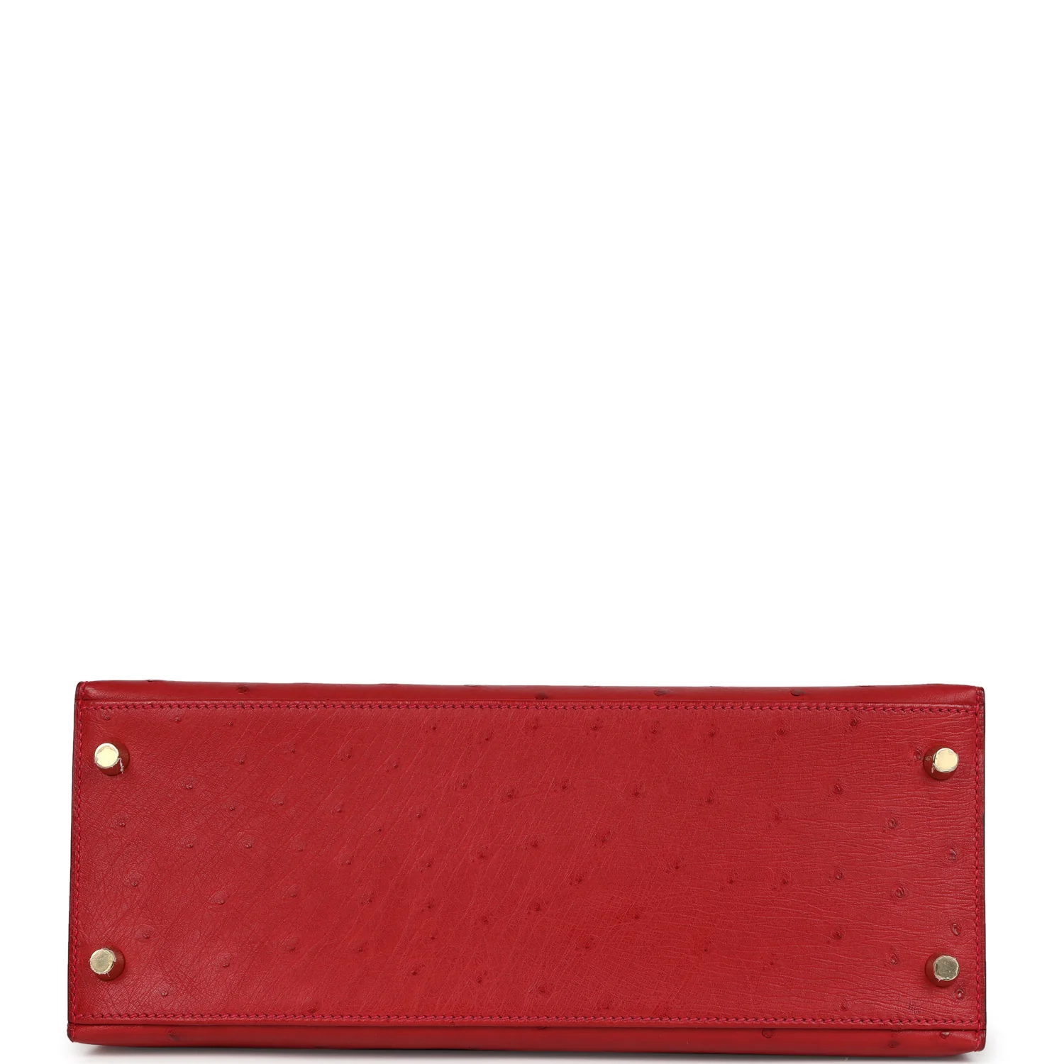 Pre-owned Hermes Kelly Sellier 28 Rouge Vif Ostrich Gold Hardware