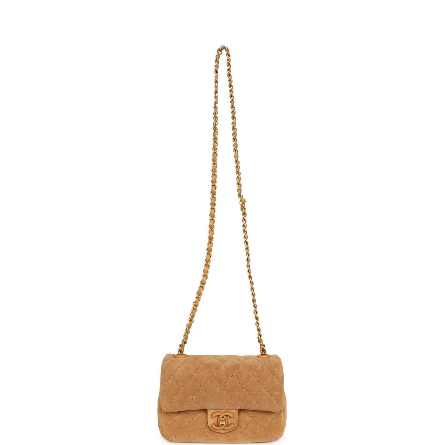 Chanel Mini CC Color Flap Bag Dark Beige Suede Brushed Gold Hardware