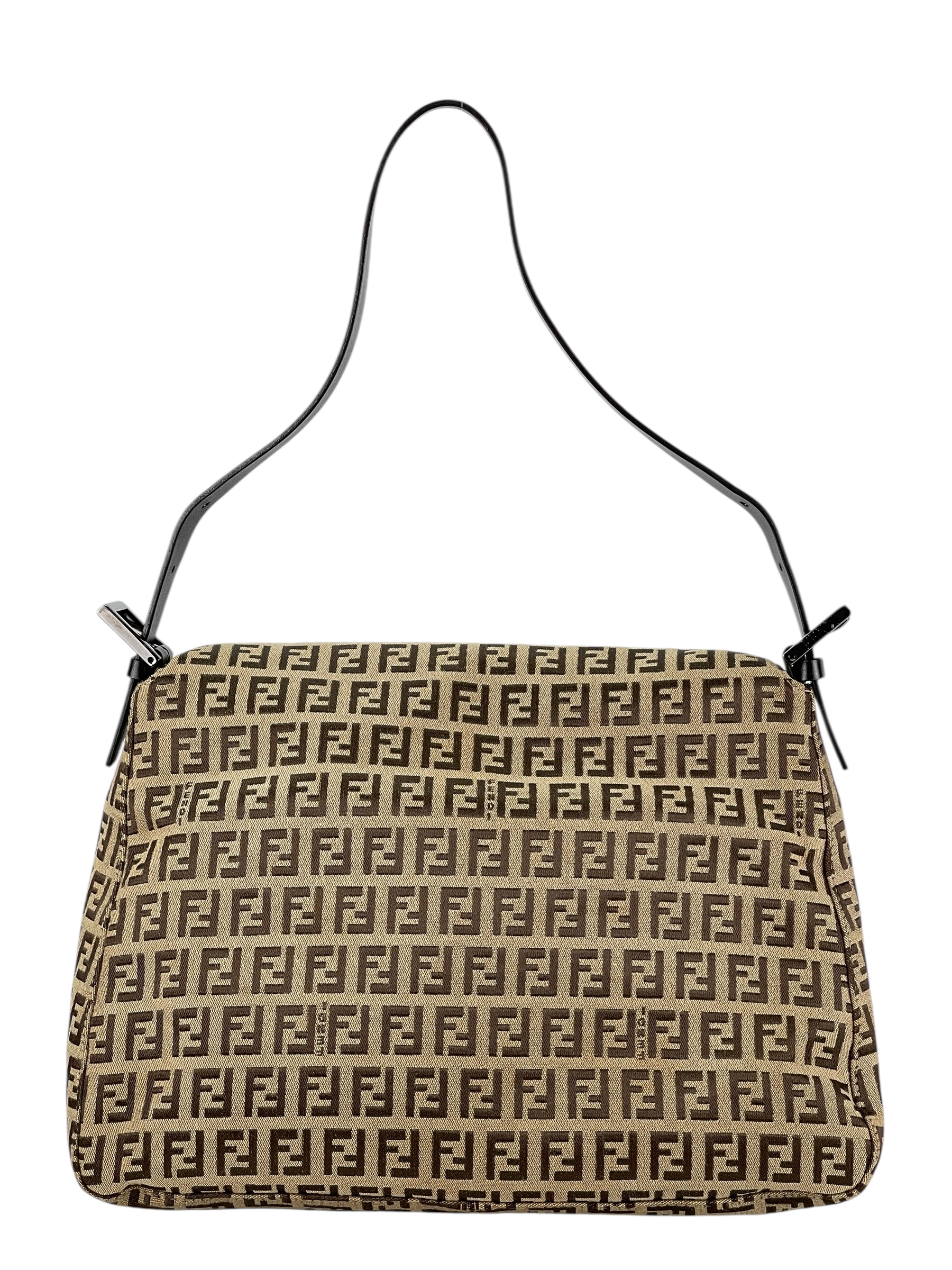 FENDI - Beige Zucca Mamma Baguette Handbag Sliver Hardware