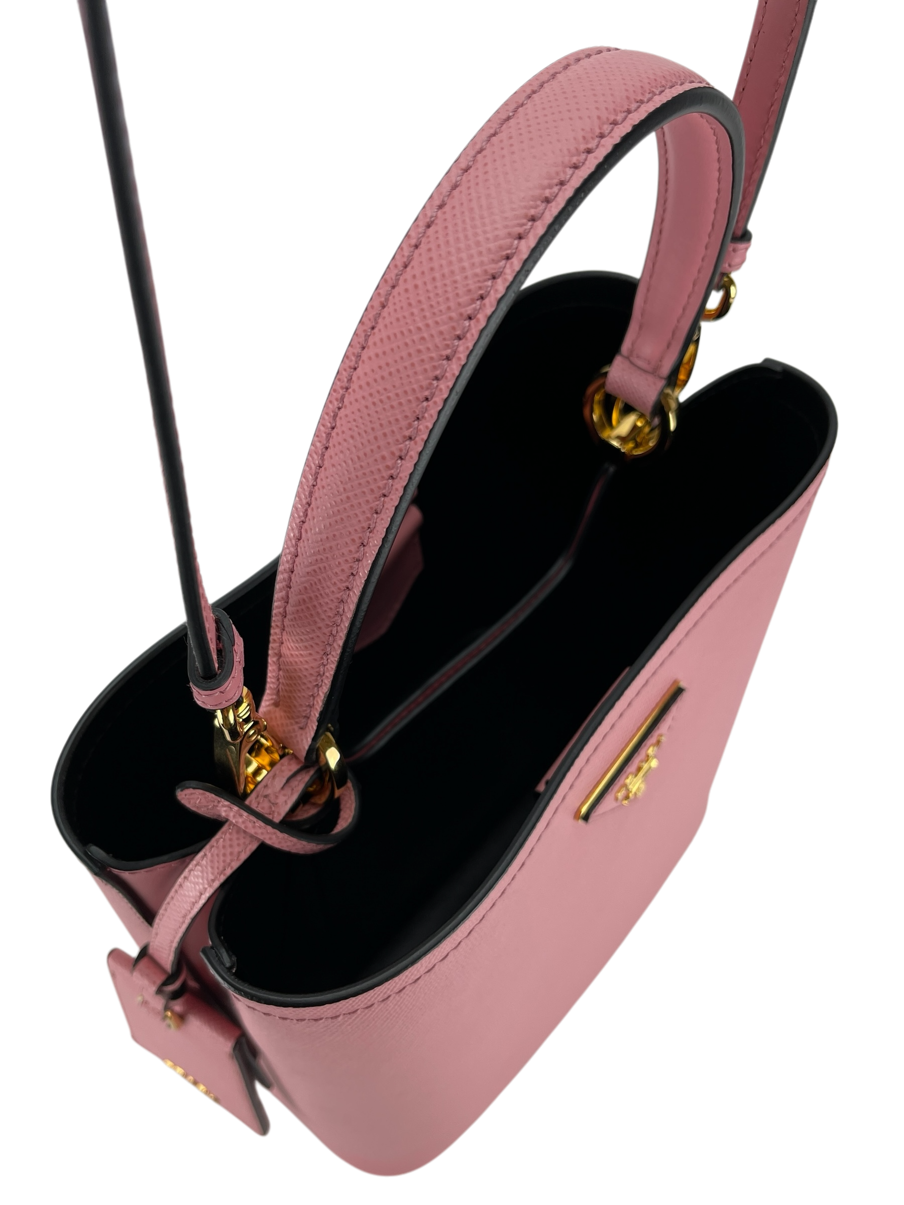 PRADA -  Pink Saffiano Cuir Panier Satchel Shoulder Bag