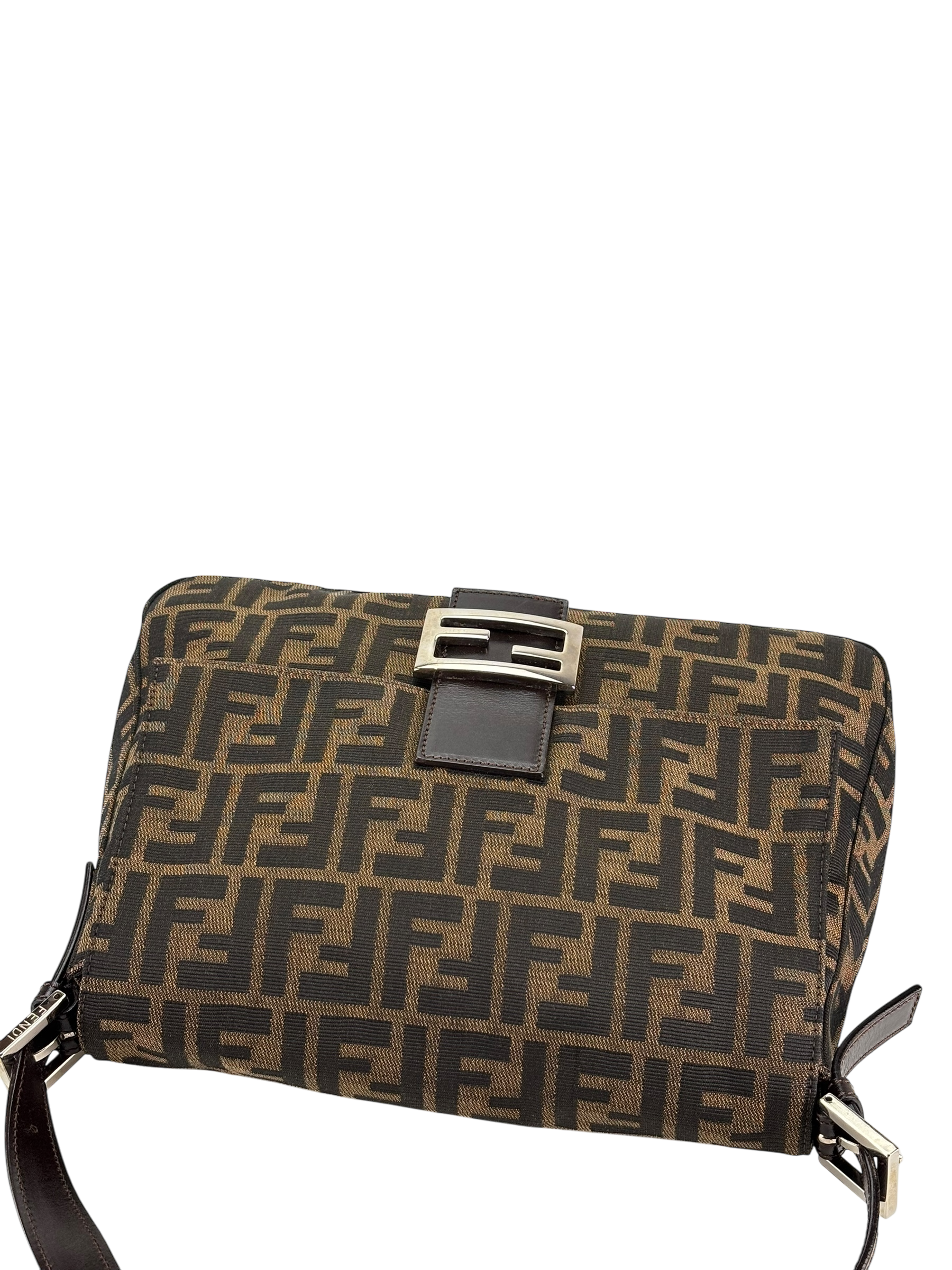 FENDI - Brown Zucca Mamma Baguette Handbag Silver Hardware