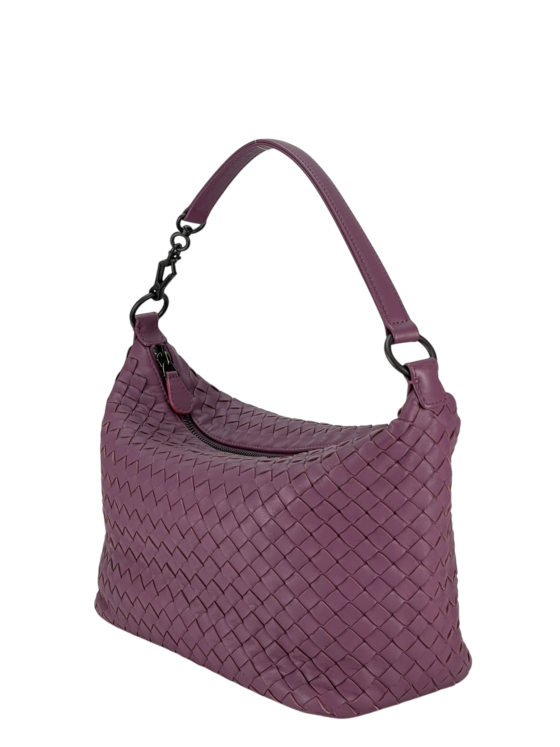 BOTTEGA VENETA - Zip Hobo Intrecciato Nappa Purple Lambskin
