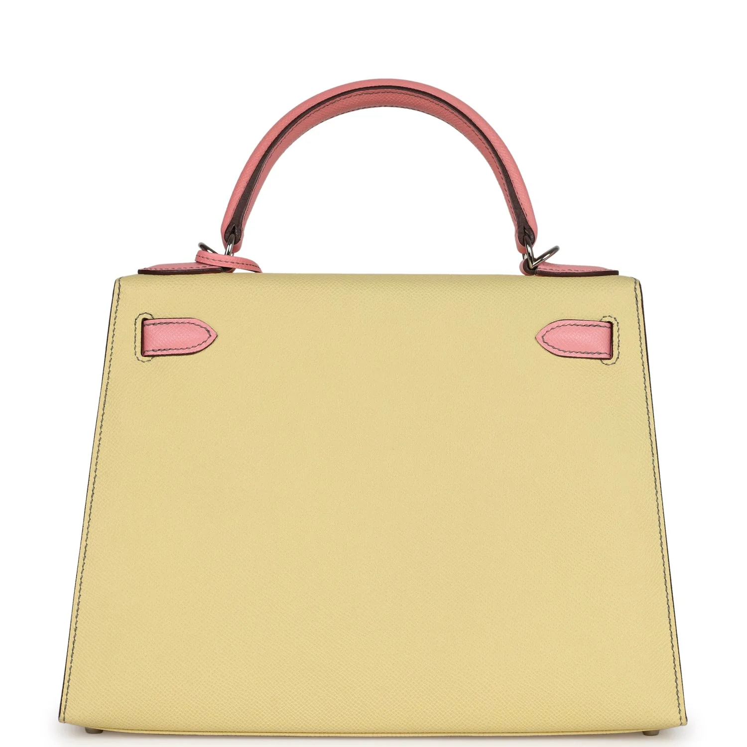 Pre-owned Hermes Special Order (HSS) Kelly Sellier 28 Rose Confetti and Jaune Poussin Epsom Palladium Hardware