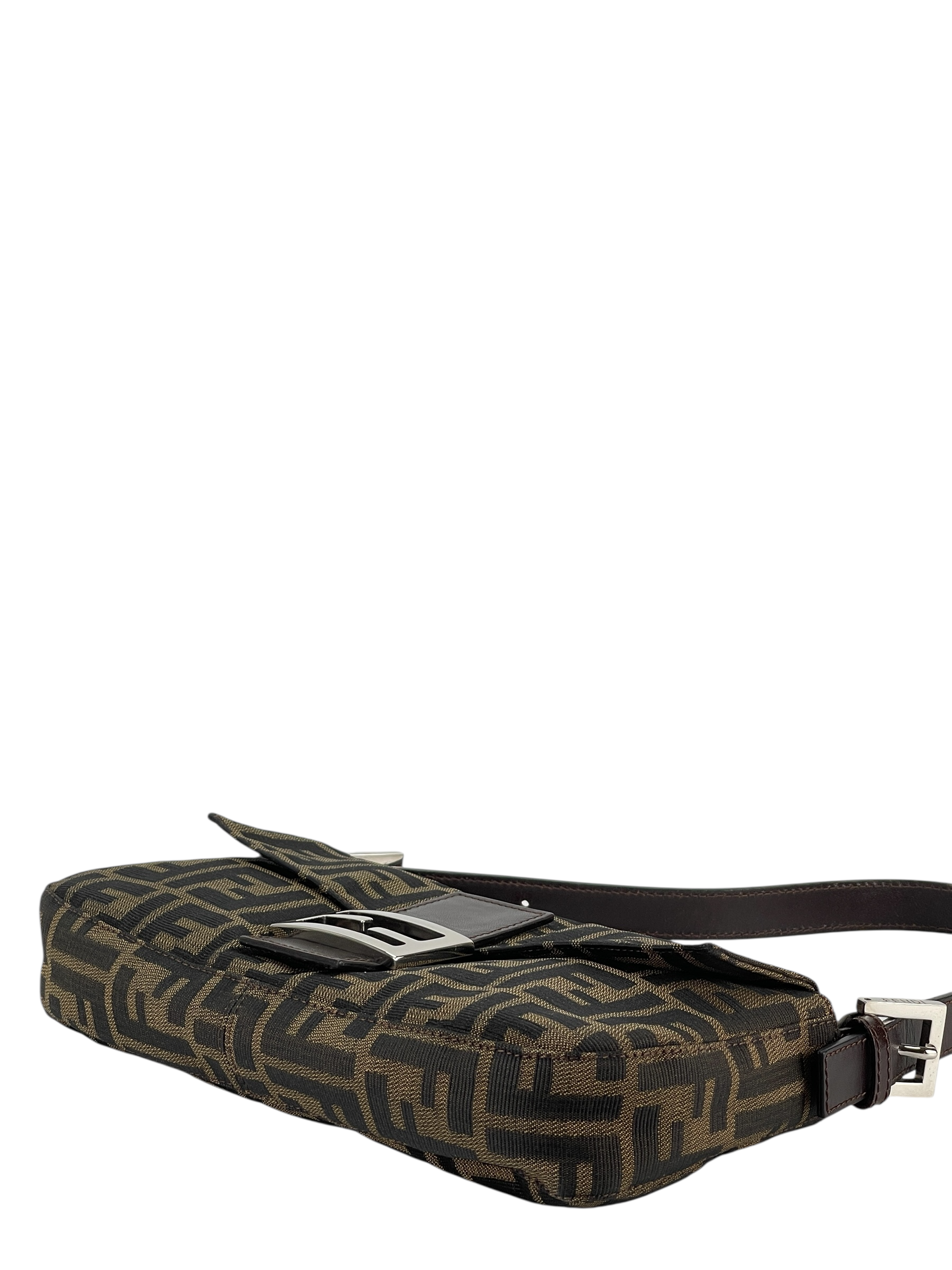 FENDI - Brown Zucca Baguette Handbag Silver Hardware