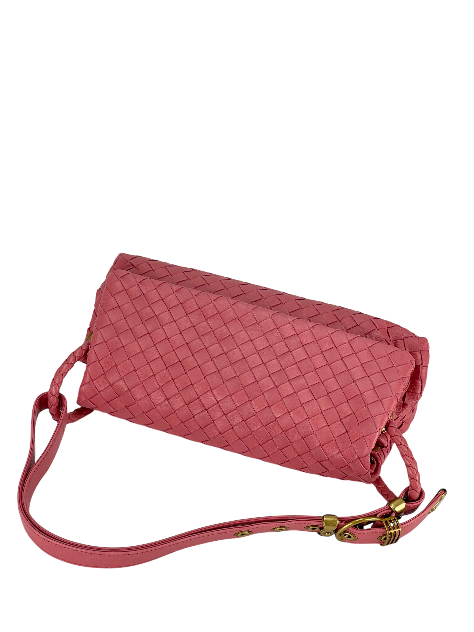 BOTTEGA VENETA - Pink Lambskin Intrecciato One Shoulder bag