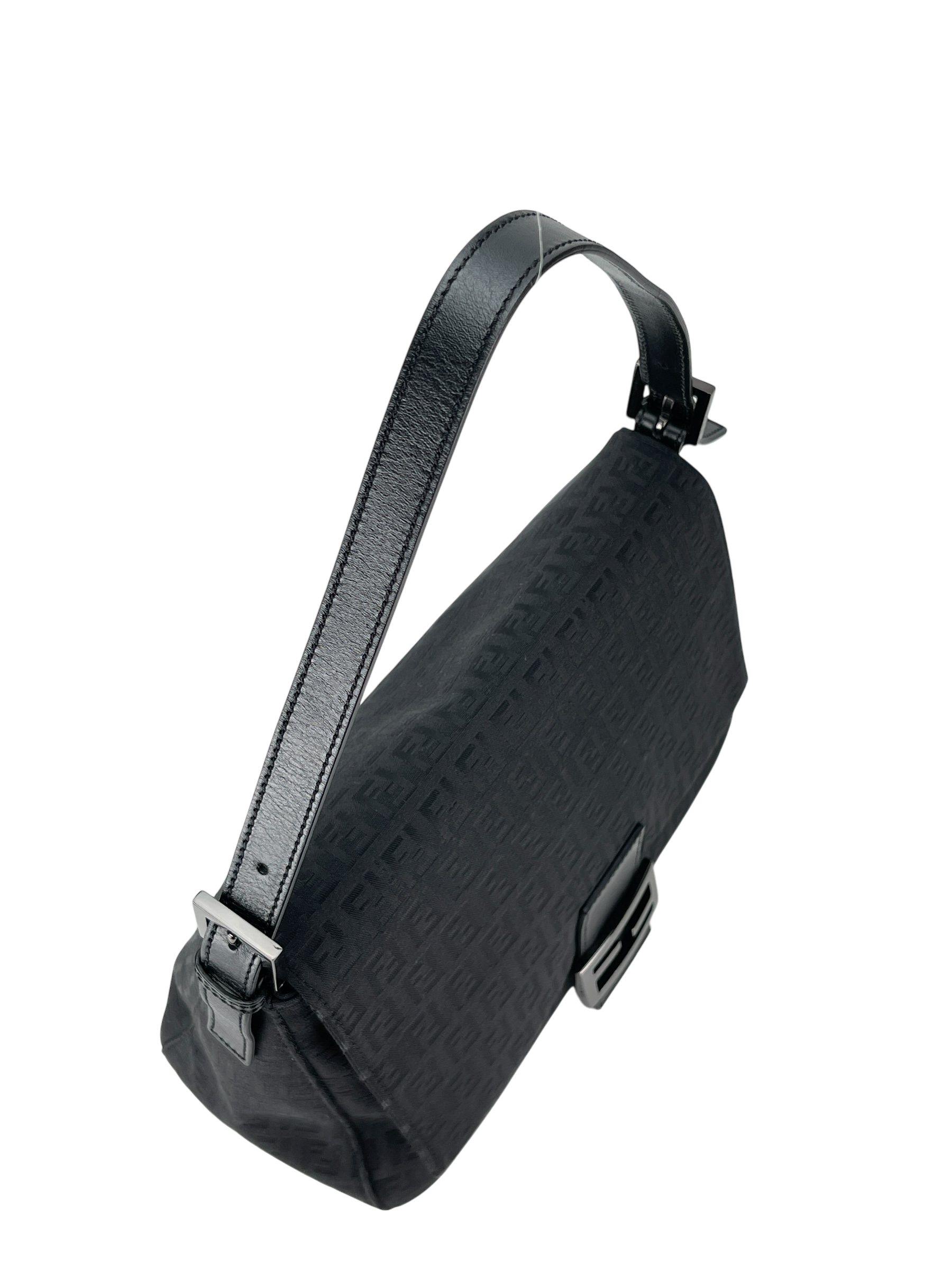 FENDI - Black Canvas Zucca Mamma Bucket Shoulder Bag Black hardware