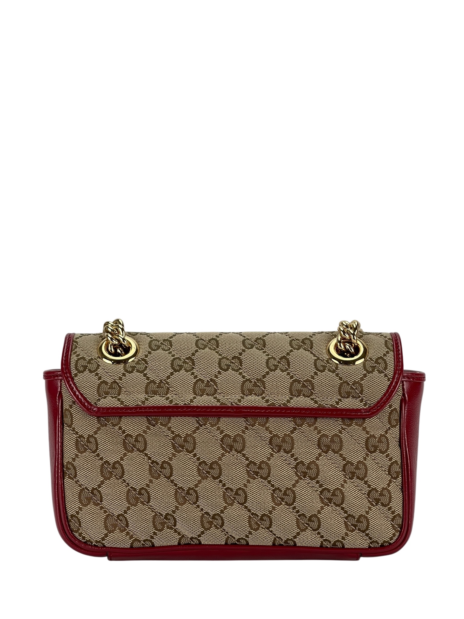GUCCI - Small Beige Red GG Marmont Shoulder Bag