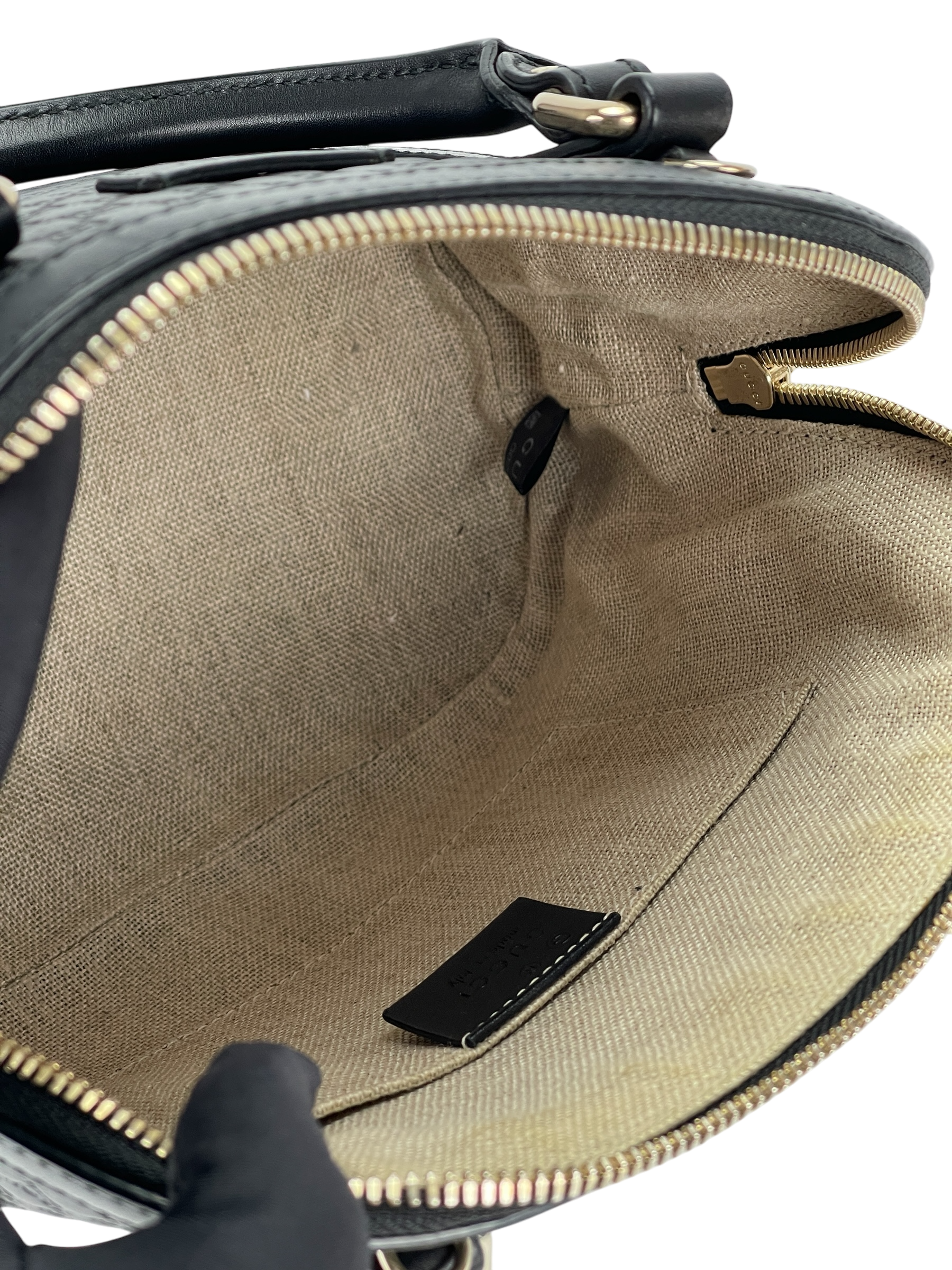 GUCCI - Micro GG Cima Dome Tote Bag Black Calfskin