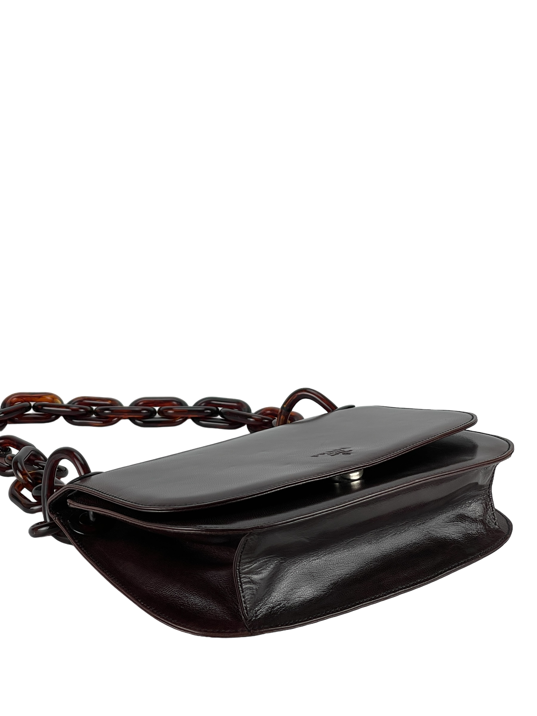 PRADA - Brown Leather Madras Swing Bag