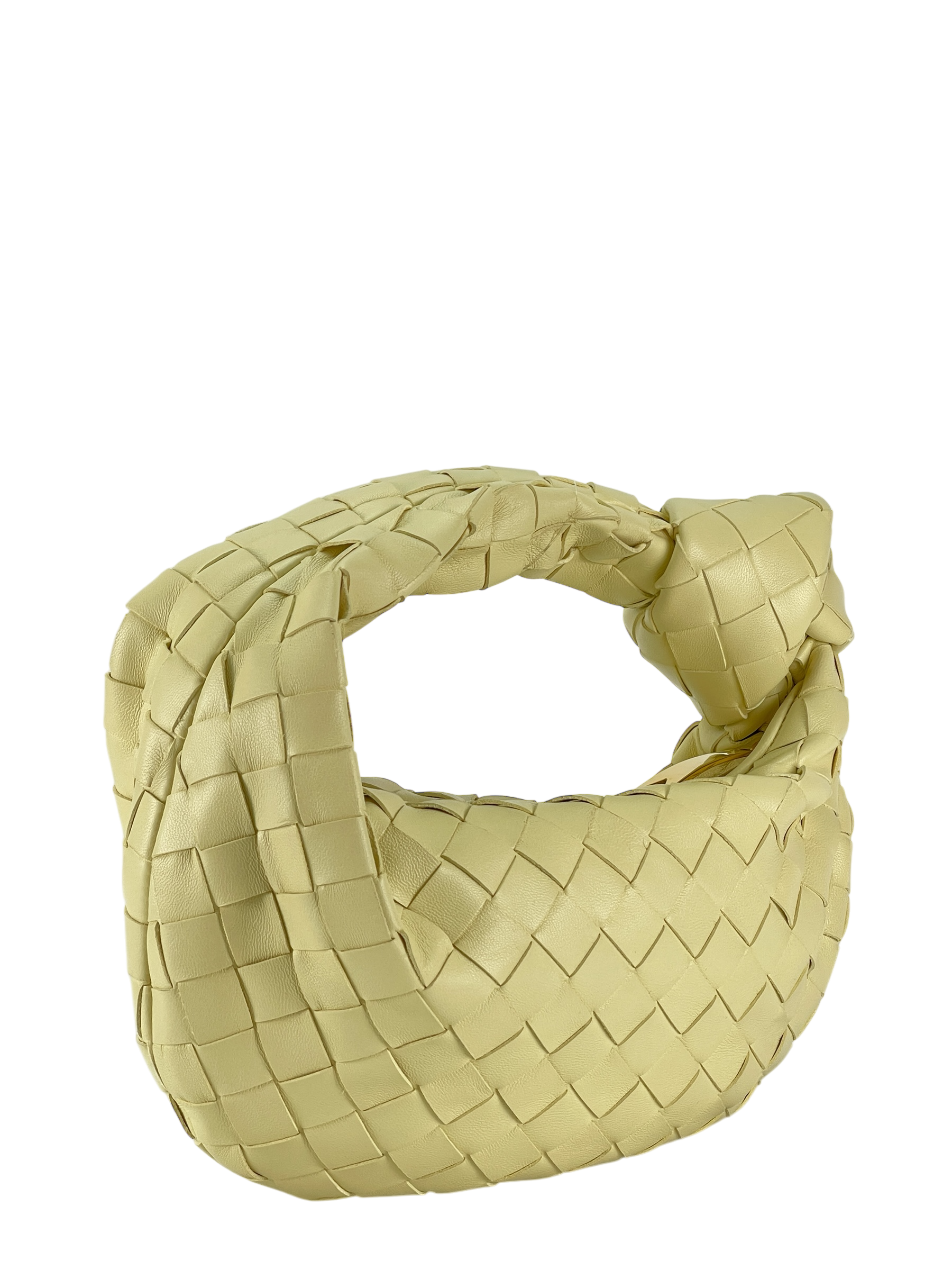 BOTTEGA VENETA - Light Yellow Lambskin Nappa Intrecciato Mini Jodie Handbag