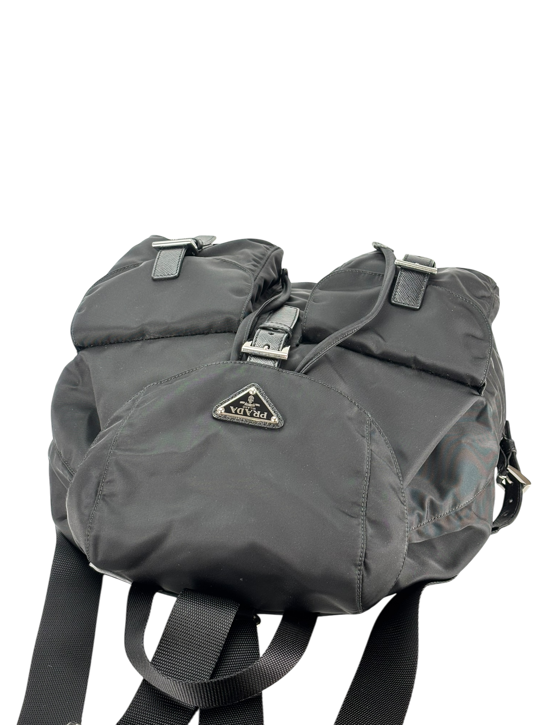 PRADA - Tessuto Nylon Soft Calfskin Medium Backpack Black