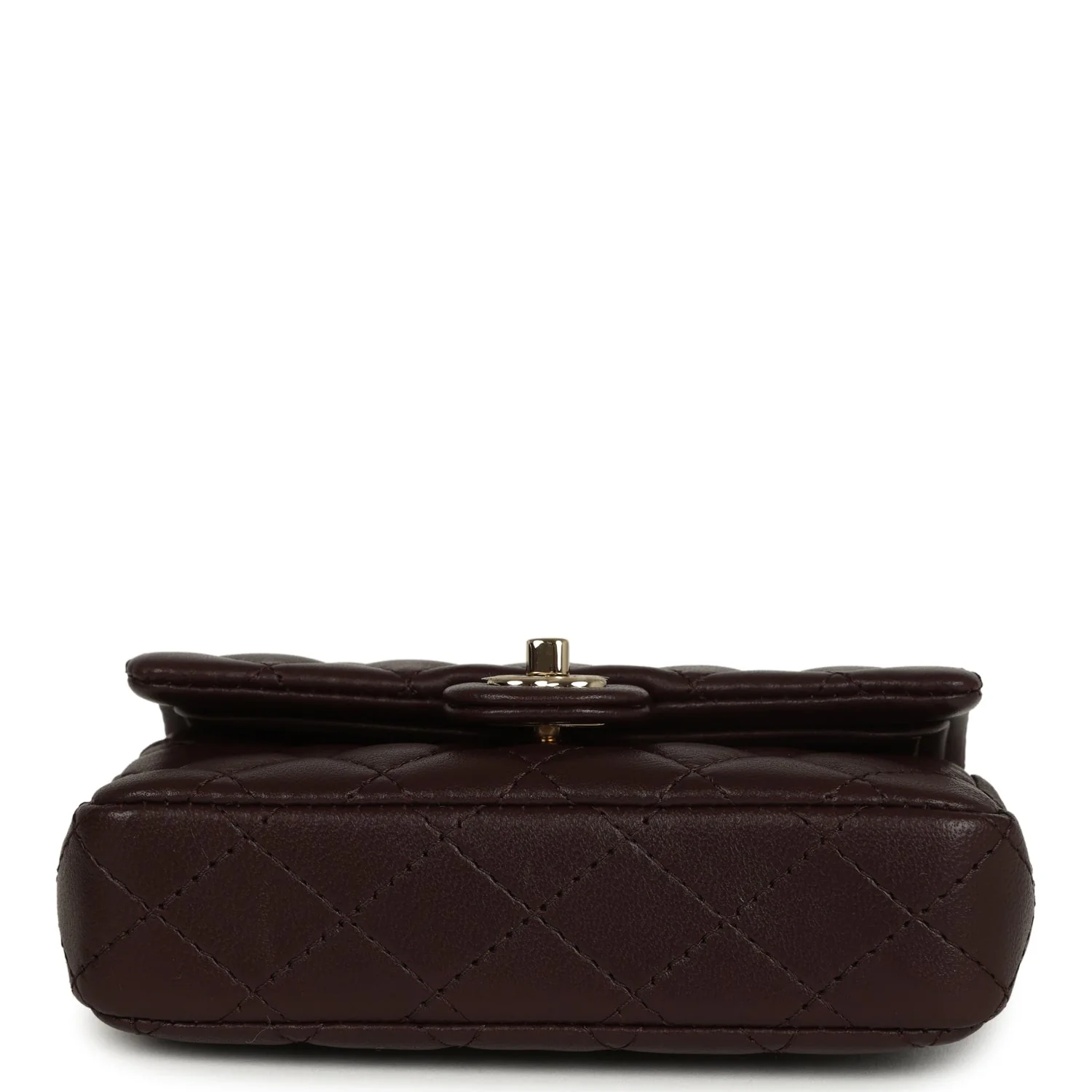 Chanel Nano Classic Double Flap Bag Charm Dark Brown Lambskin Light Gold Hardware