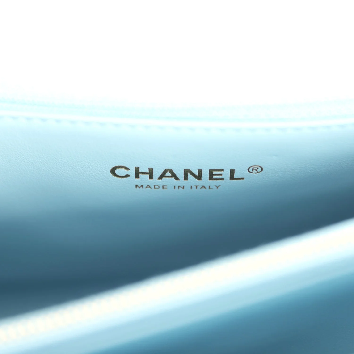 Chanel Medium Coco Top Handle Flap Bag Light Blue Shiny Caviar Light Gold Hardware