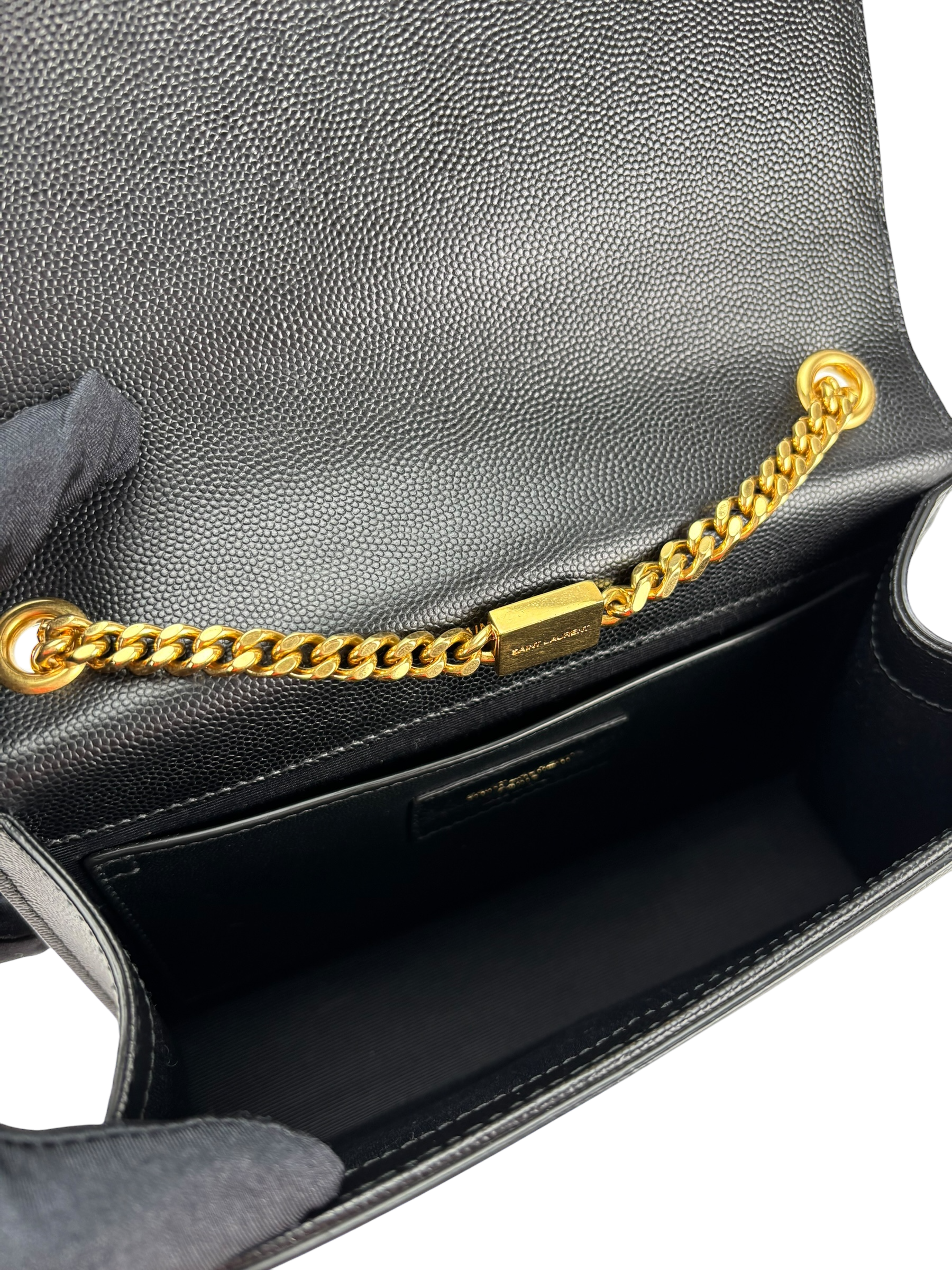 SAINT LAURENT - Black Caviar Classic Kate Tassel Chain Wallet Crossbody Bag