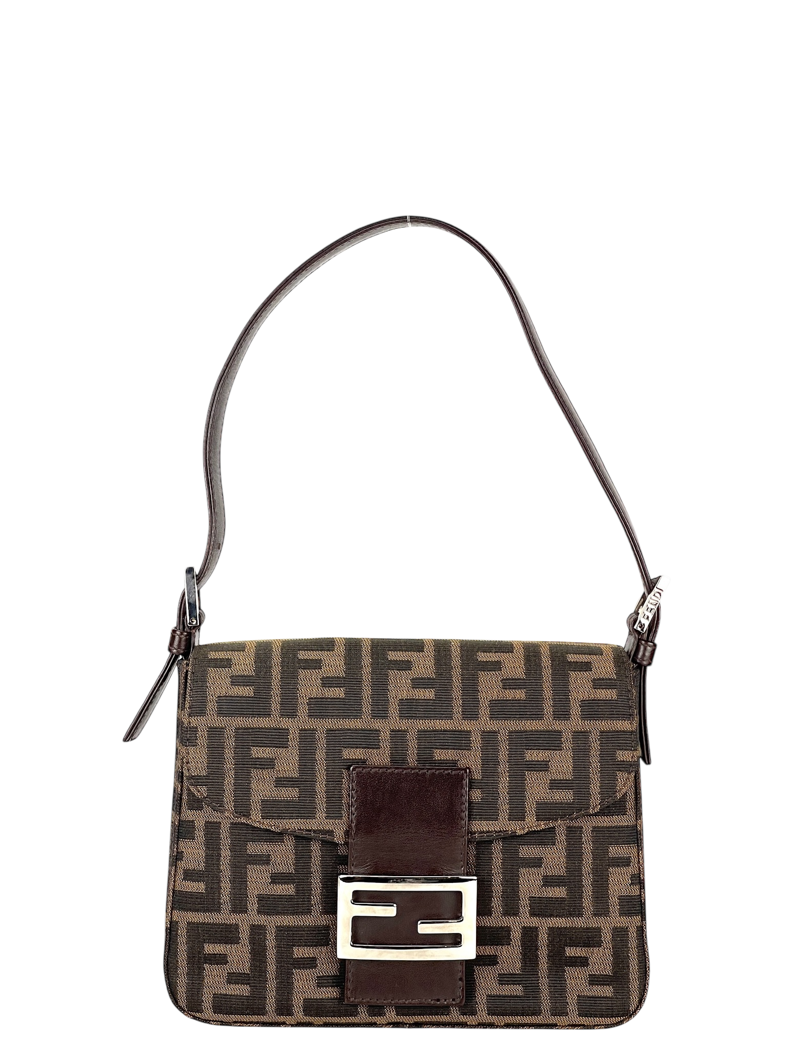 FENDI - Beige Zucca Canvas Leather Handbag