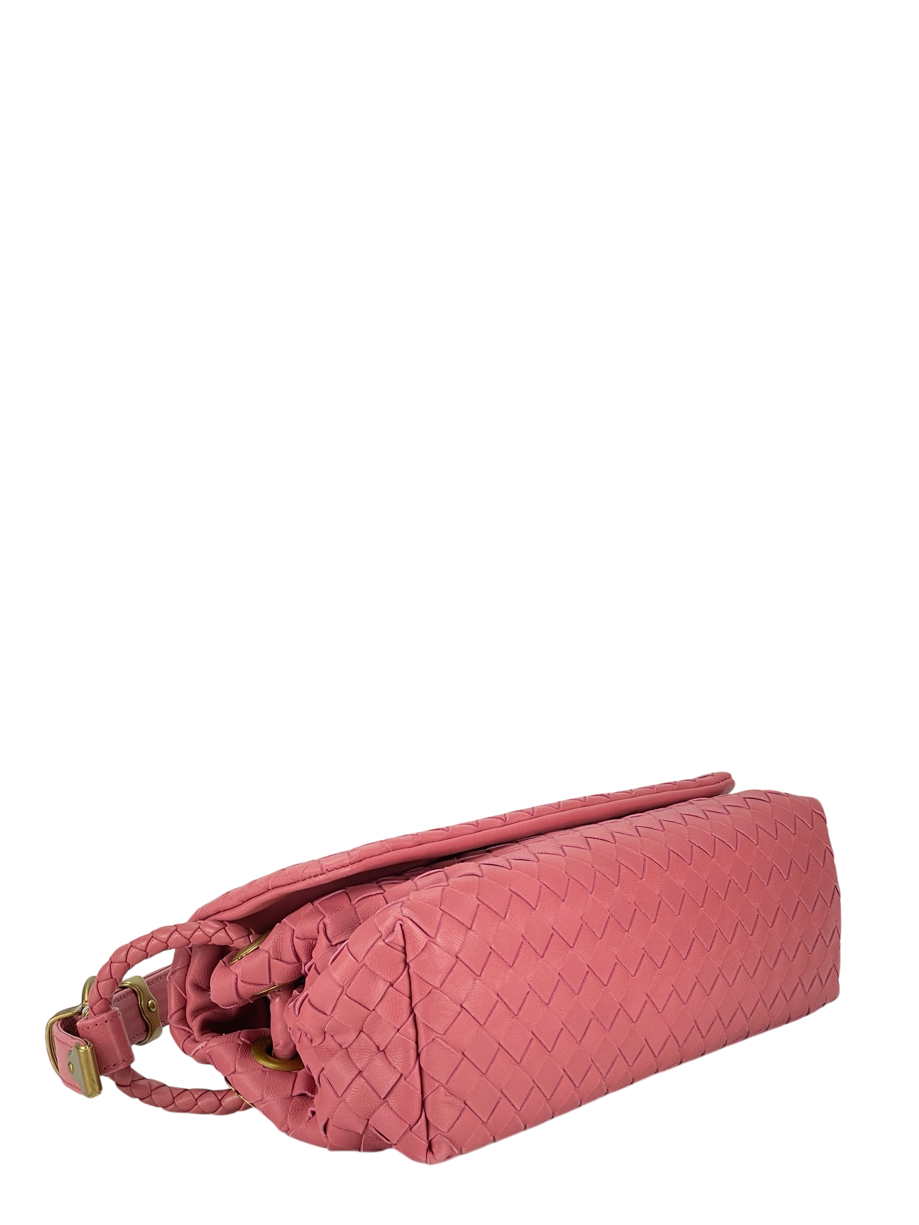 BOTTEGA VENETA - Pink Lambskin Intrecciato One Shoulder bag