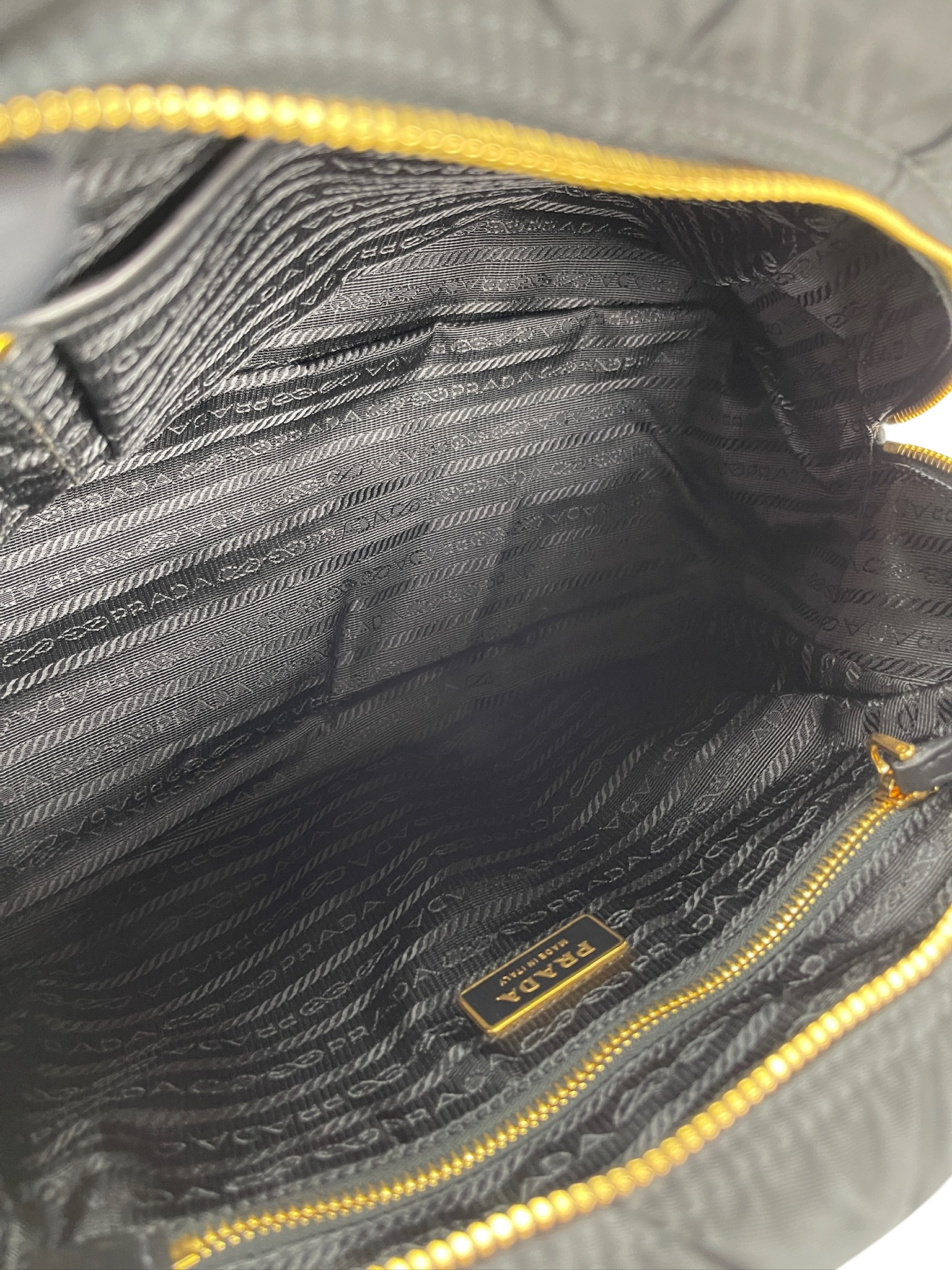 PRADA - Black Tessuto Nylon Quiltin Bauletto Bag