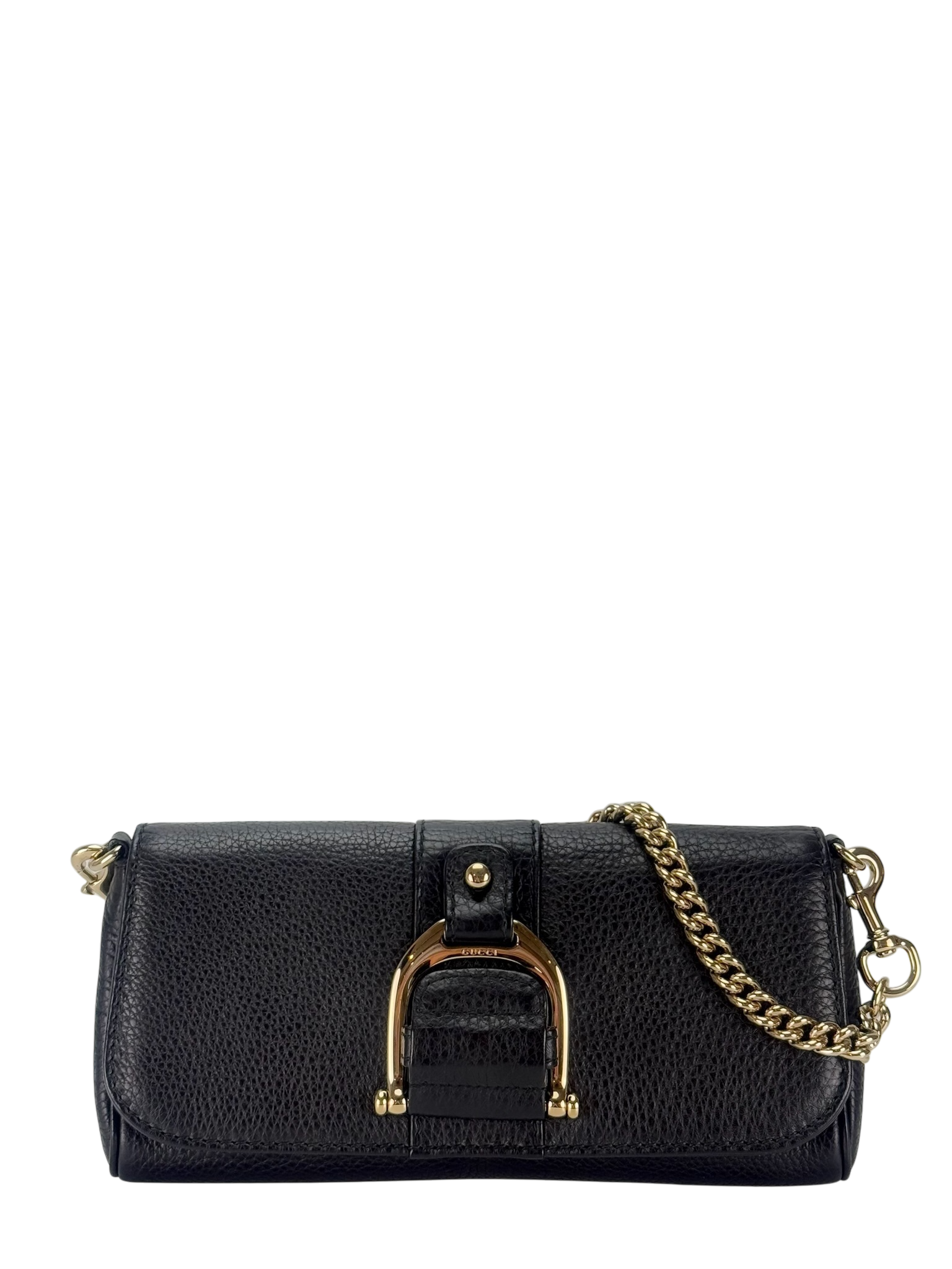 GUCCI - Black Calfskin Greenwich Evening Clutch Chain Shoulder Bag