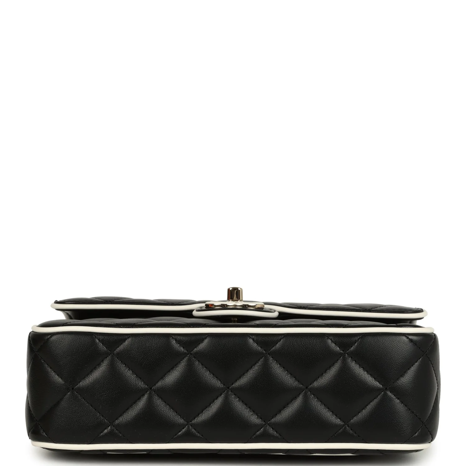 Chanel Small Graphic Frame Flap Bag Black and White Lambskin Light Gold Hardware