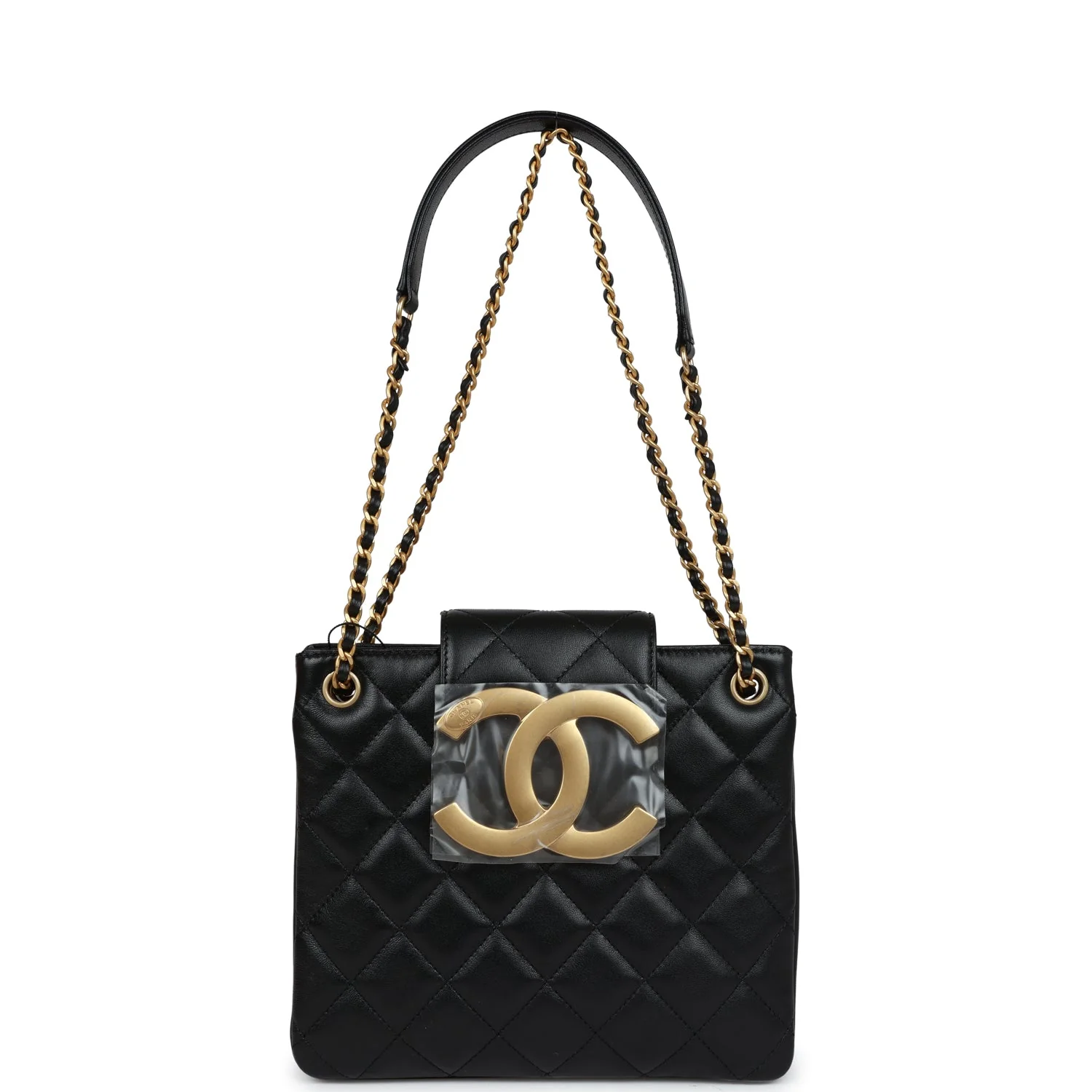 Chanel Small CC Shoulder Bag Black Lambskin Antique Gold Hardware