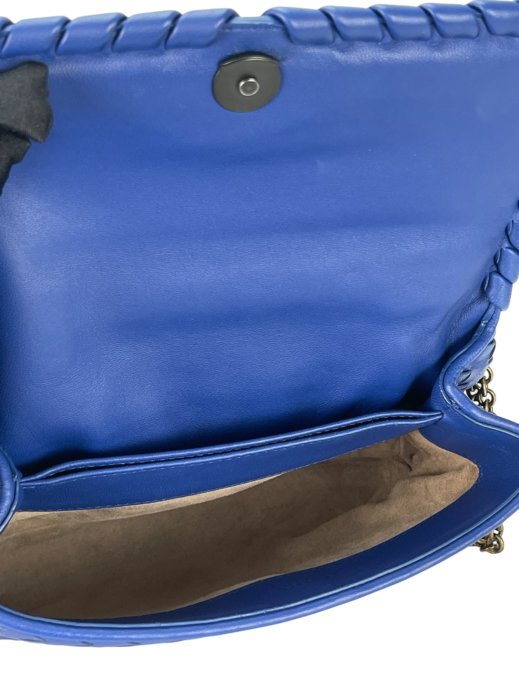 BOTTEGA VENETA - Blue Lambskin Olympia Flap Chain Shoulder Bag