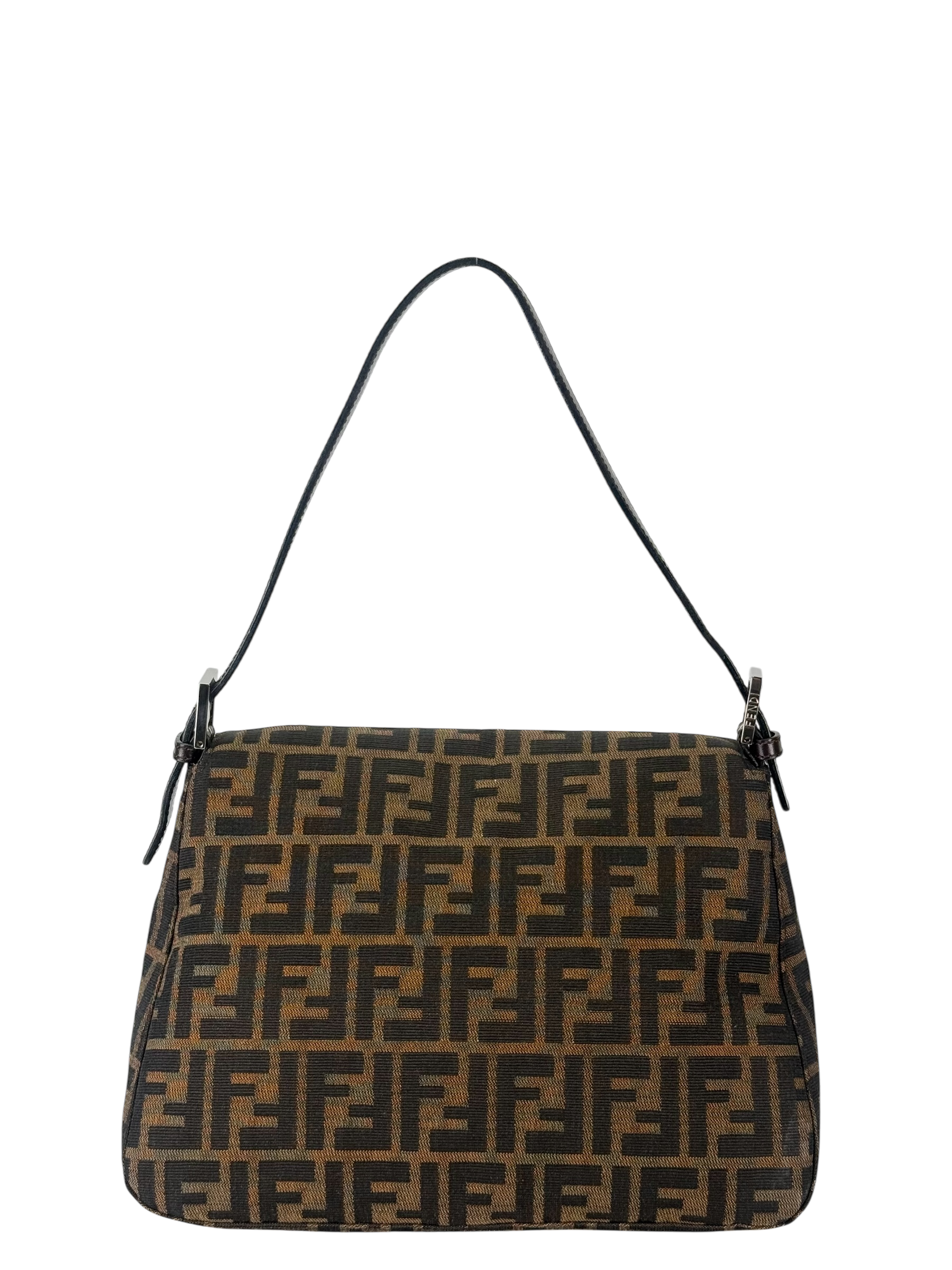 FENDI - Brown Zucca Mamma Baguette Handbag Silver Hardware