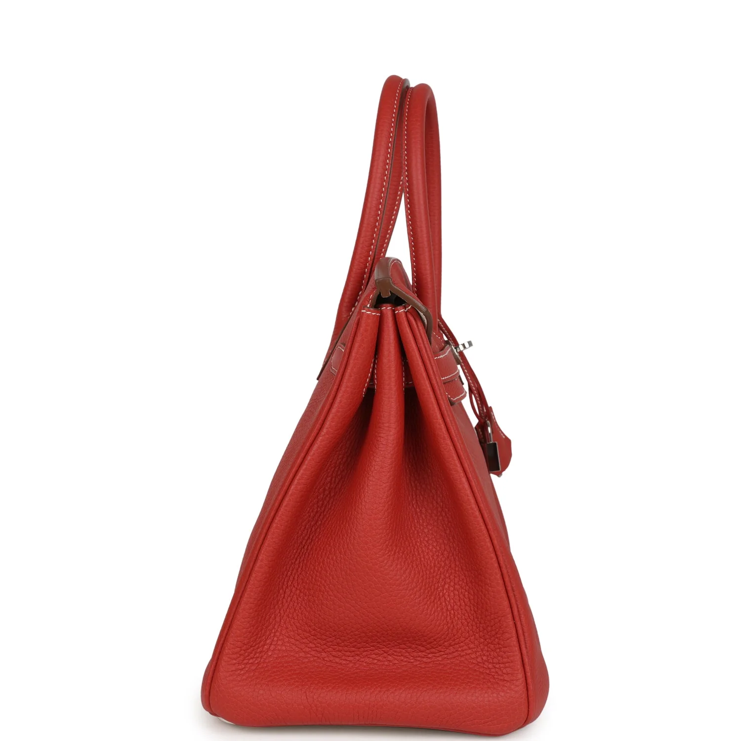 Pre-owned Hermes Birkin 35 Eclat Sanguine and White Clemence Palladium Hardware