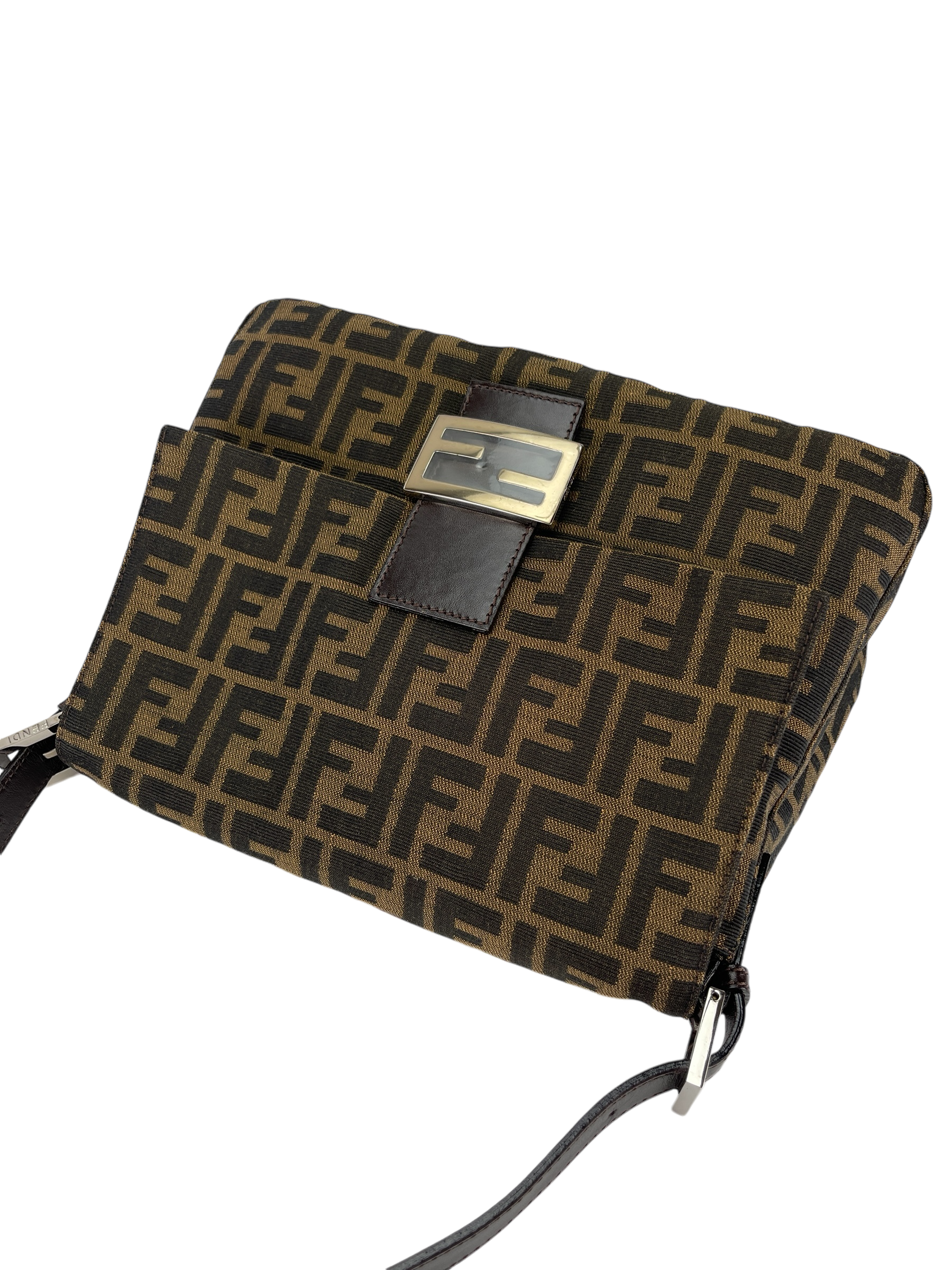 FENDI - Brown Zucca Mamma Baguette Handbag Silver Hardware