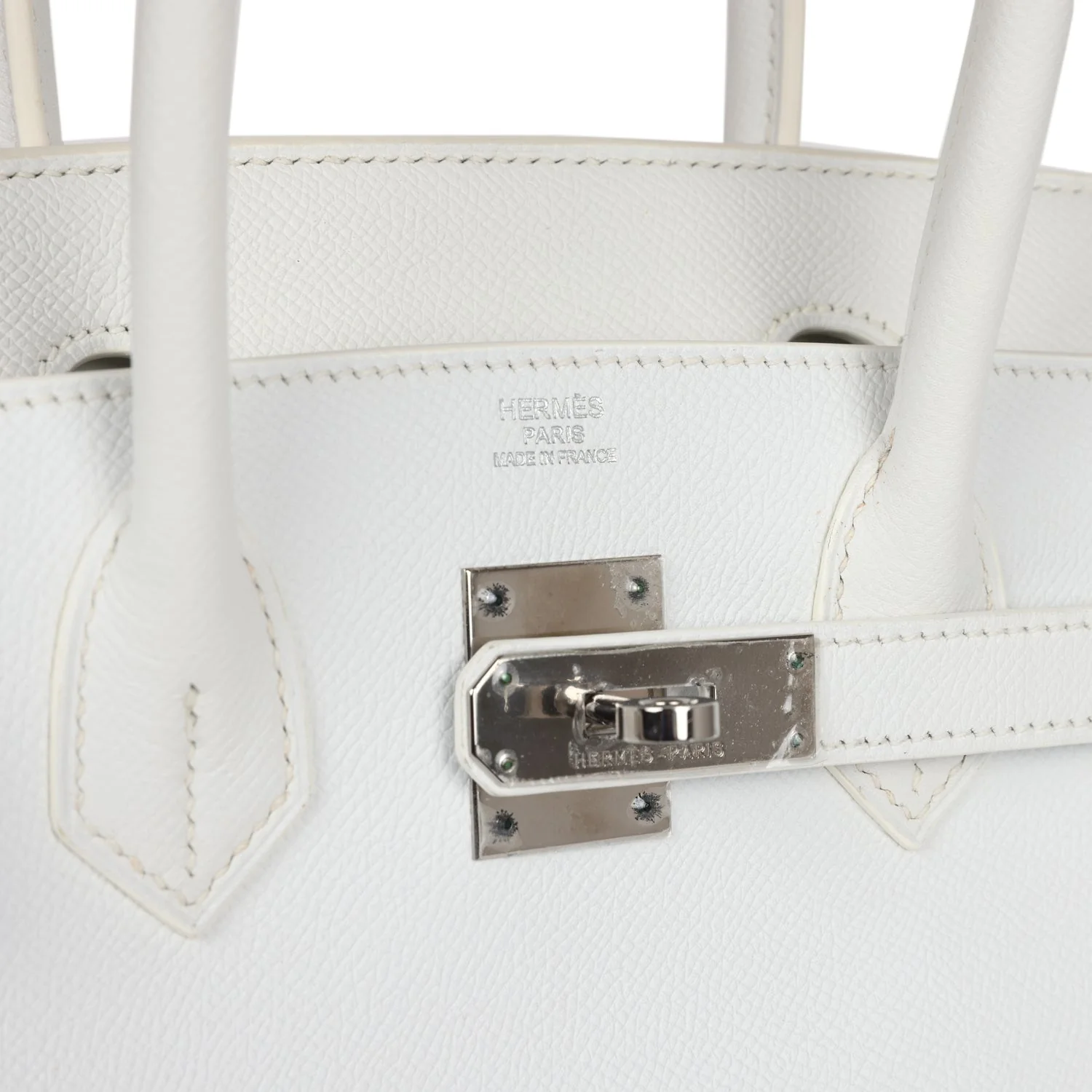 Pre-owned Hermes Birkin 30 White Epsom Palladium Hardware