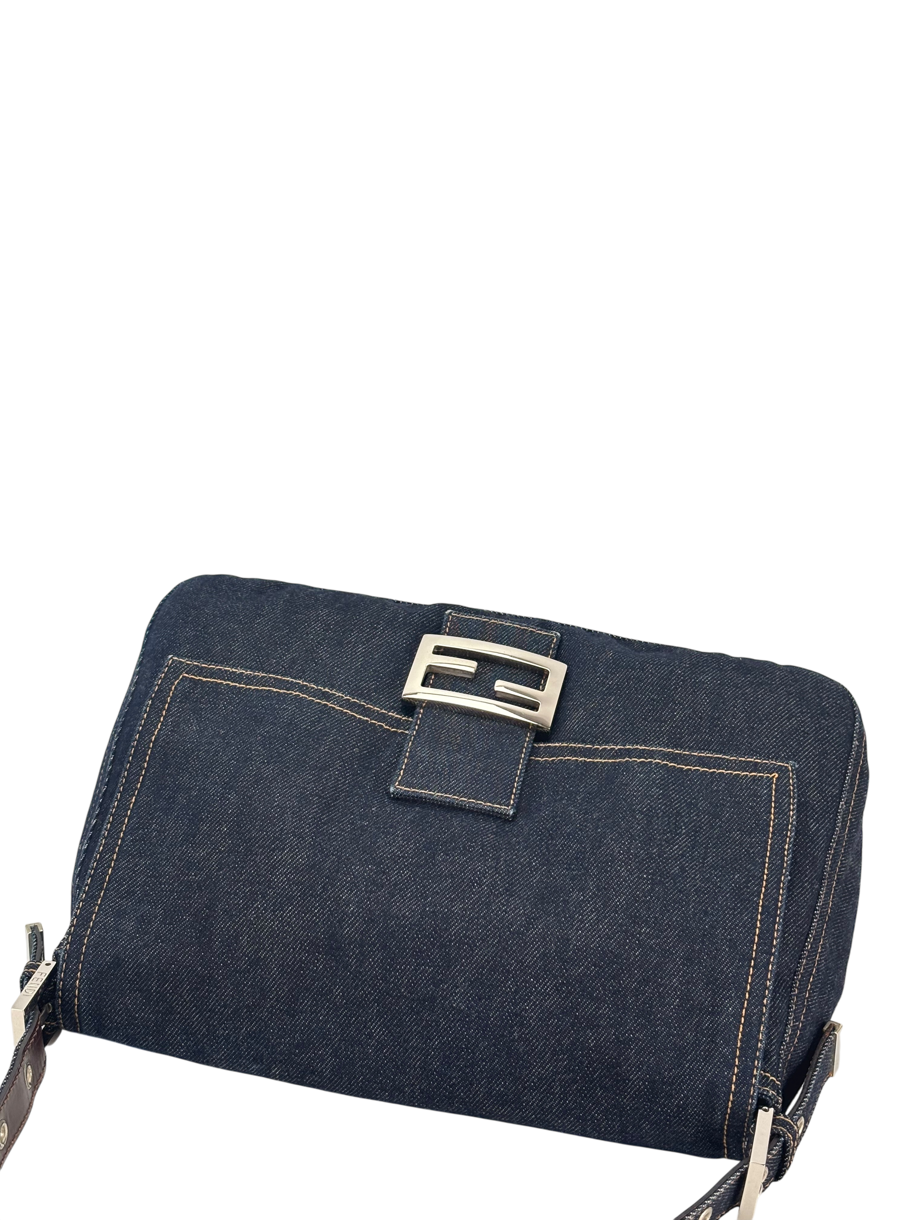 FENDI - Medium Mamma Baguette Bag Navy Denim
