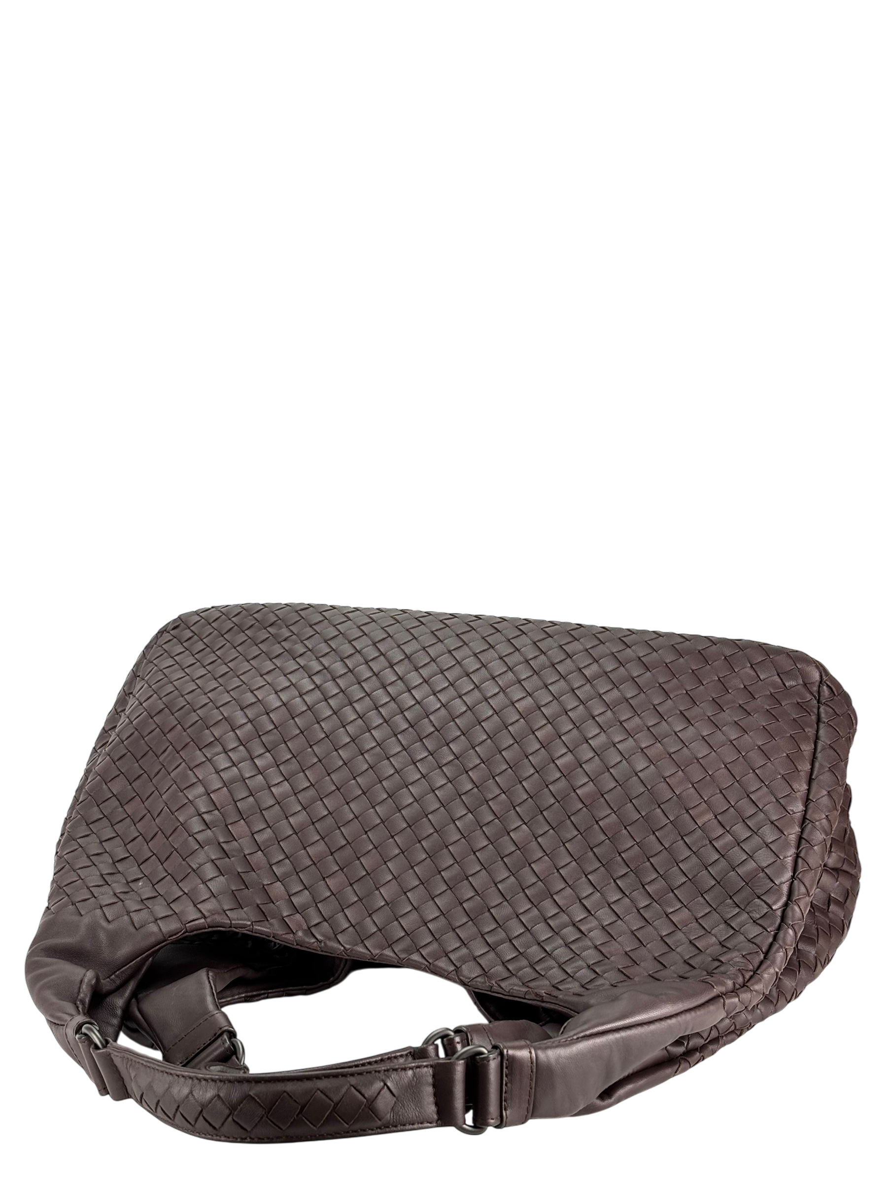 BOTTEGA VENETA - Dark Red Lambskin Campana Leather HandBag