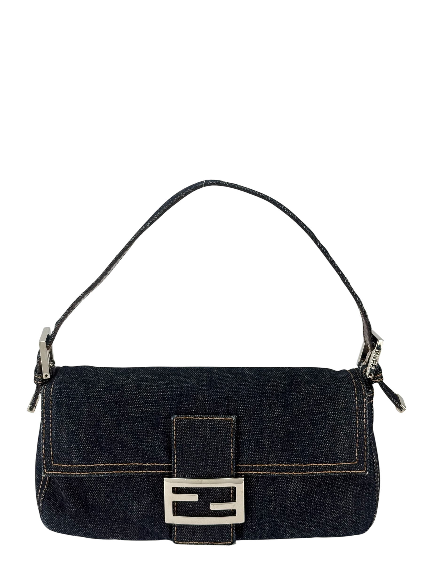 FENDI - Dark Denim Baguette Bag Silver Hardware