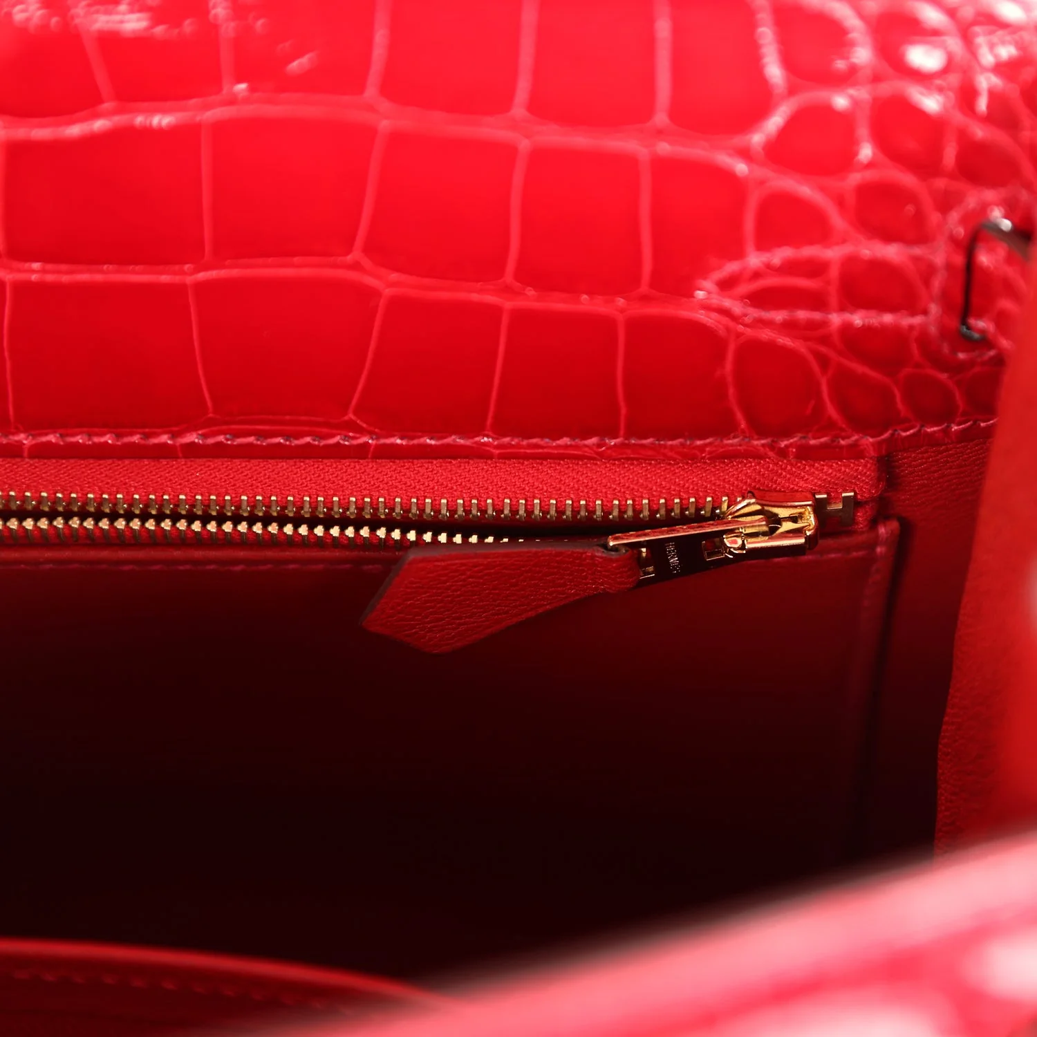 Hermes Kelly Sellier 25 Braise Shiny Alligator Mississippiensis Gold Hardware