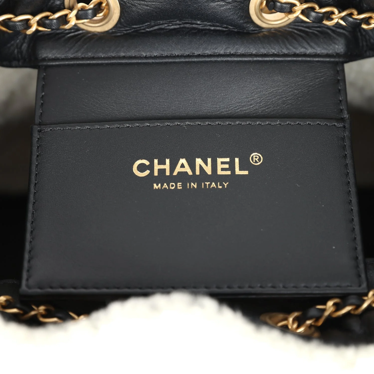 Chanel Small 25 Hobo Bag Black Crumpled Sheepskin and White Shearling Antique Gold Hardware