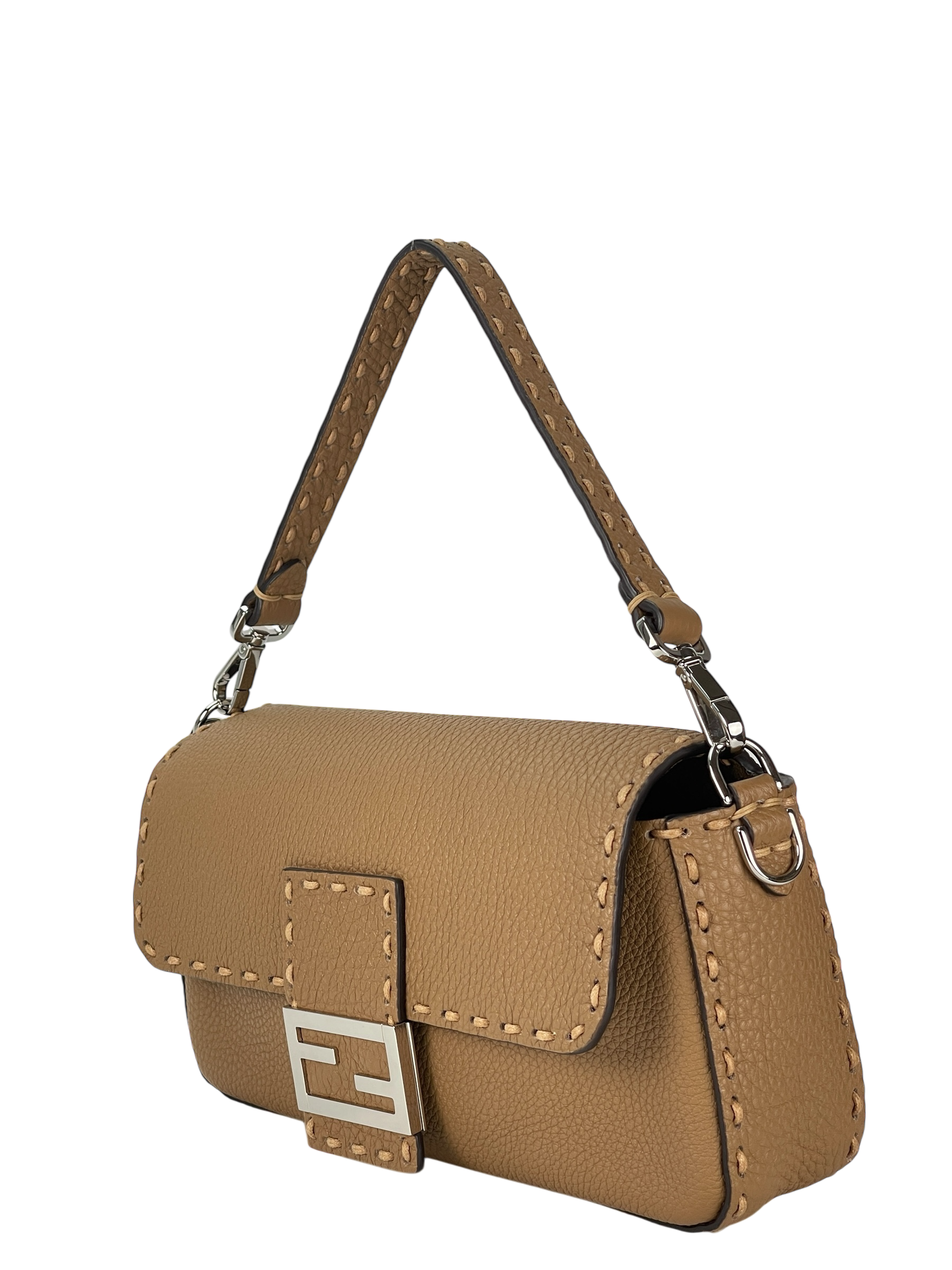 FENDI - Beige Calfskin 2way Selleria Baguette Handbag