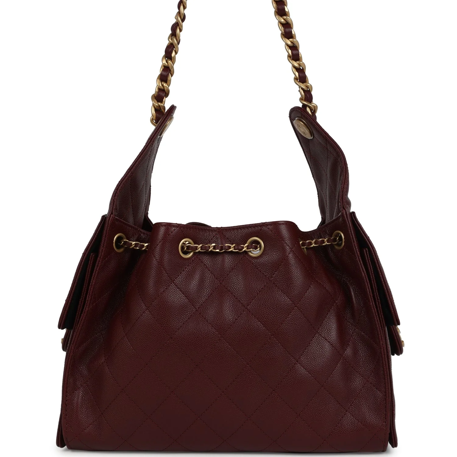 Chanel Small 25 Hobo Bag Burgundy Caviar Antique Gold Hardware