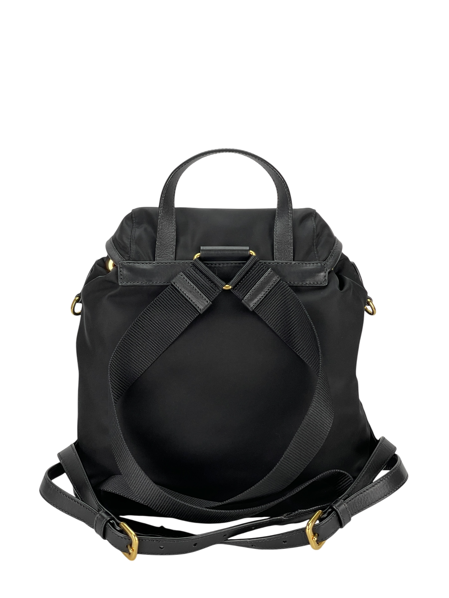 PRADA - Tessuto Nylon Soft Calfskin Small Backpack Black