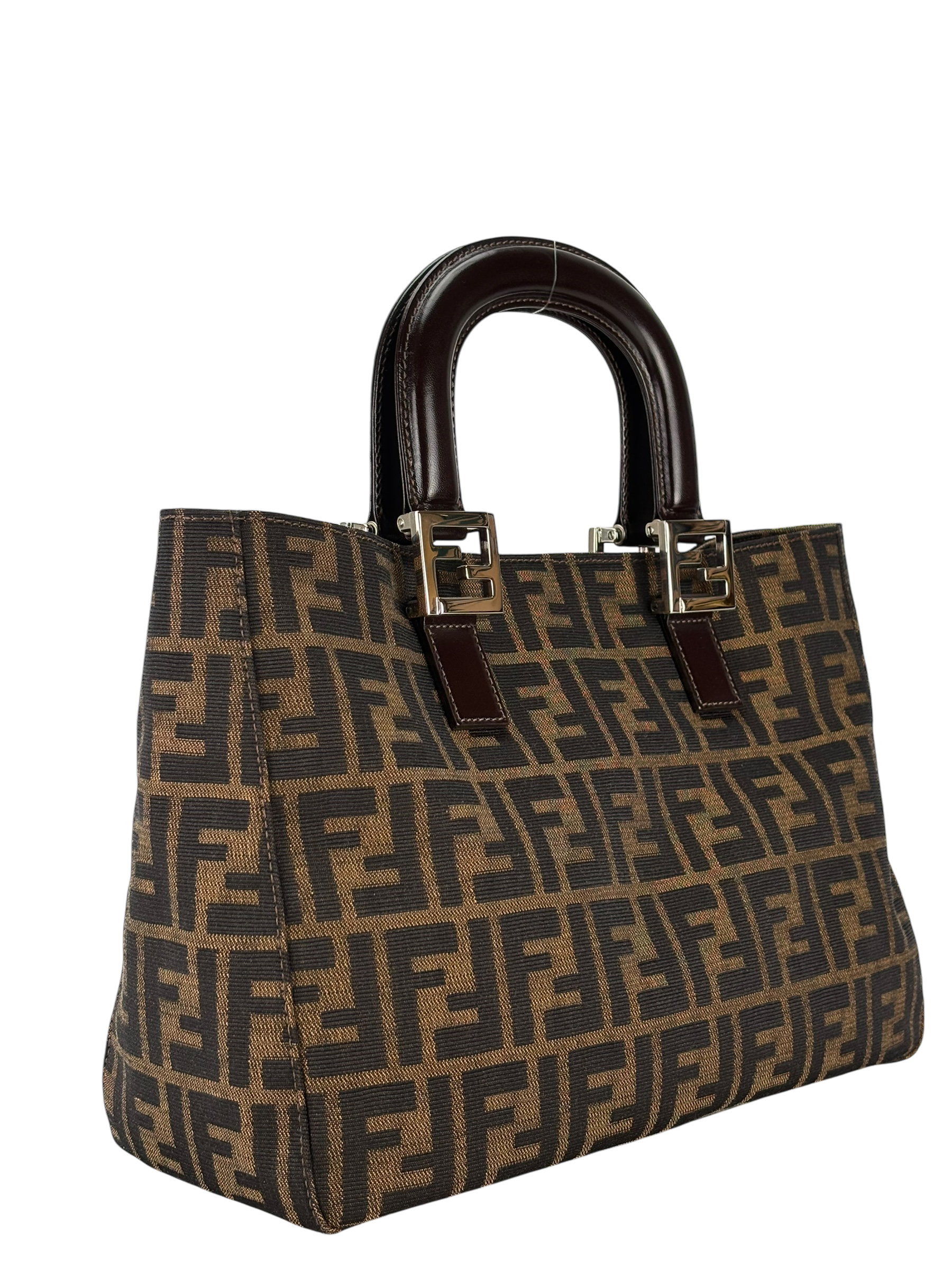 FENDI - Brown Canvas Tote Zucca Nylon Handbag