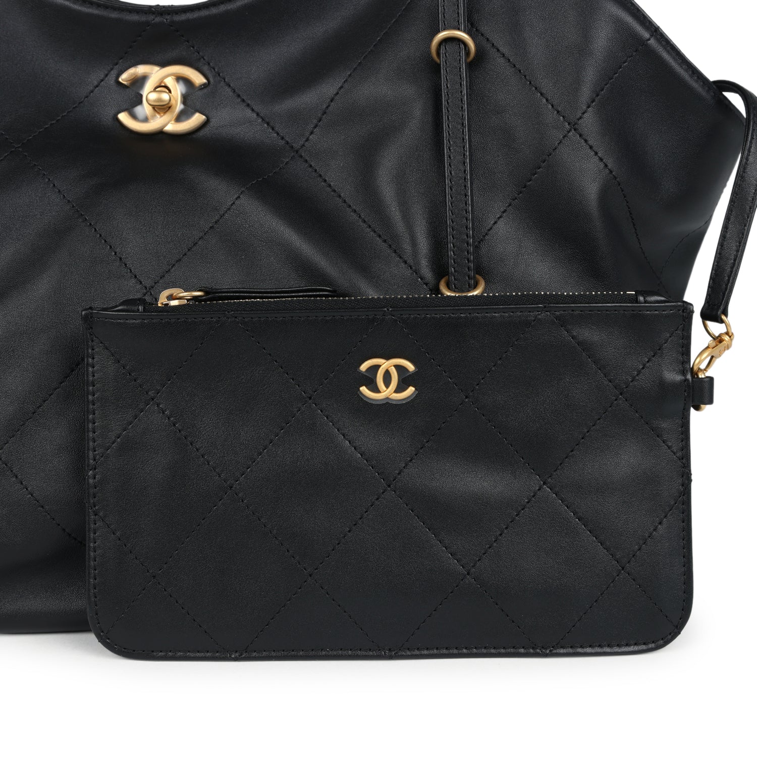 Chanel Small Coco Shopping Bag Black Calfskin Antique Gold Hardware