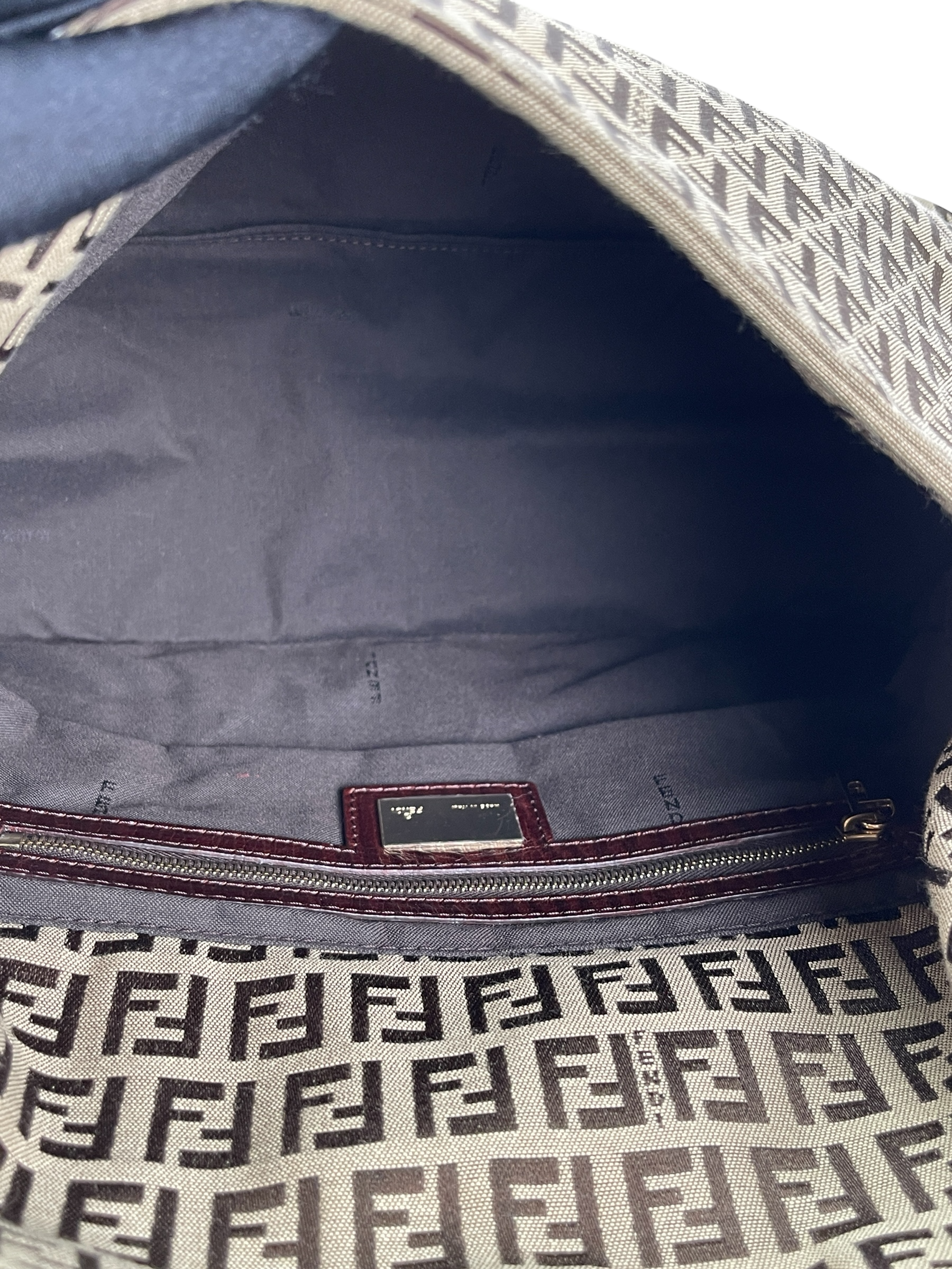 FENDI - Beige Zucca Mamma Baguette Handbag Gold Hardware